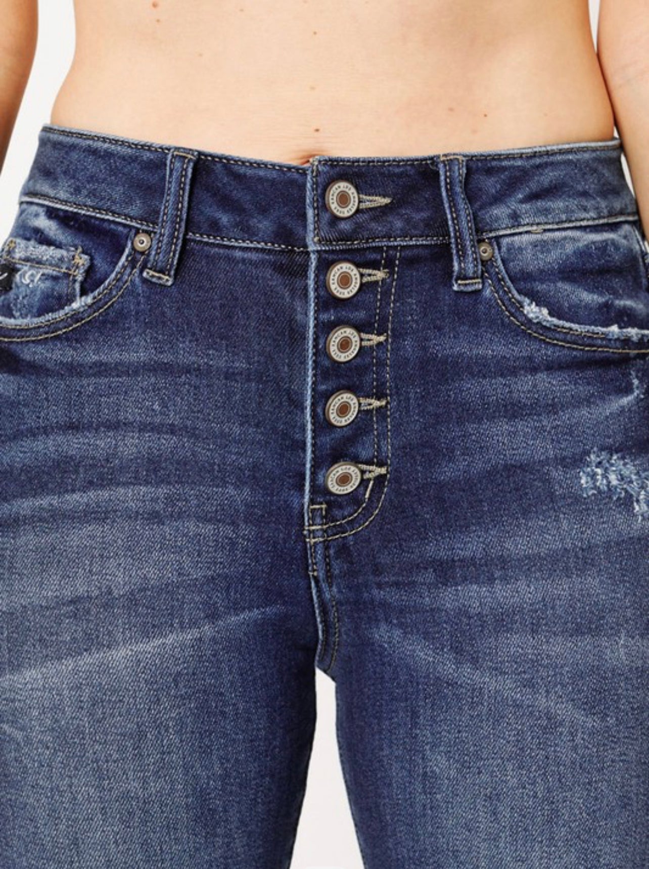 KANCAN- Plus Size High Rise, Button Down, Cuffed, Ankle Skinny Jeans