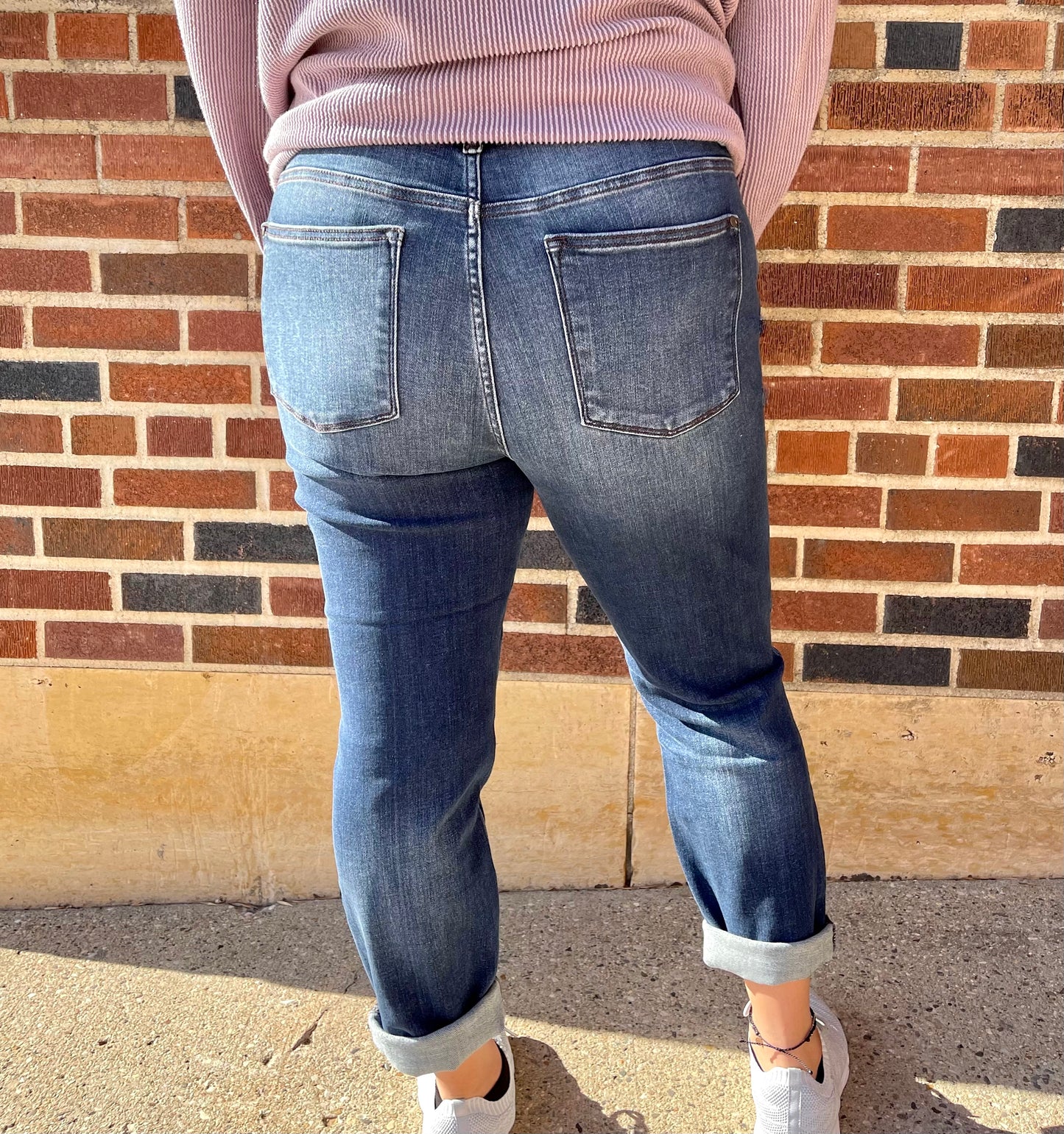 JUDY BLUE- Cuffed Slim Fit Jeans