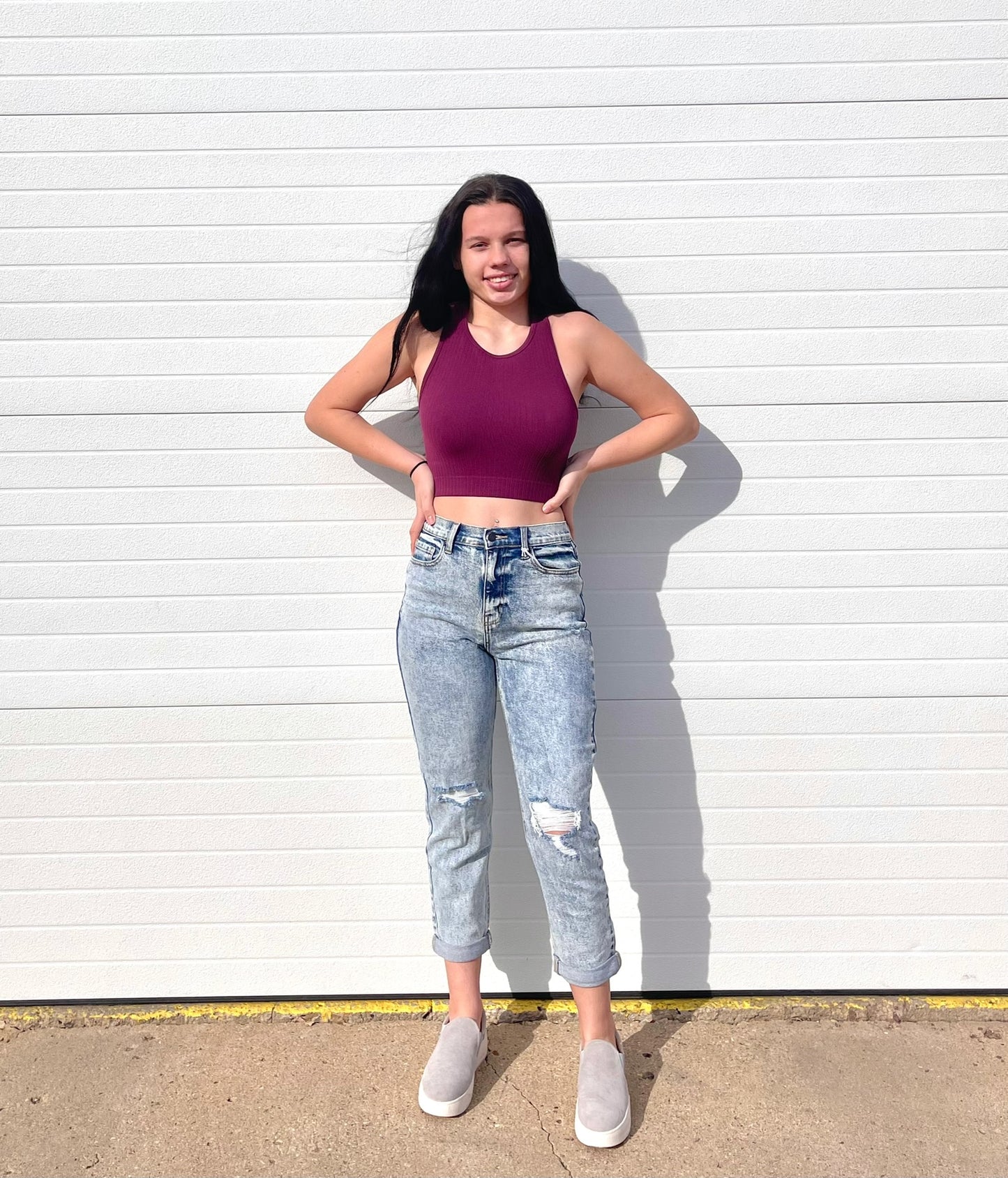 ZENANA- Wide Ribbed Racerback Crop Top