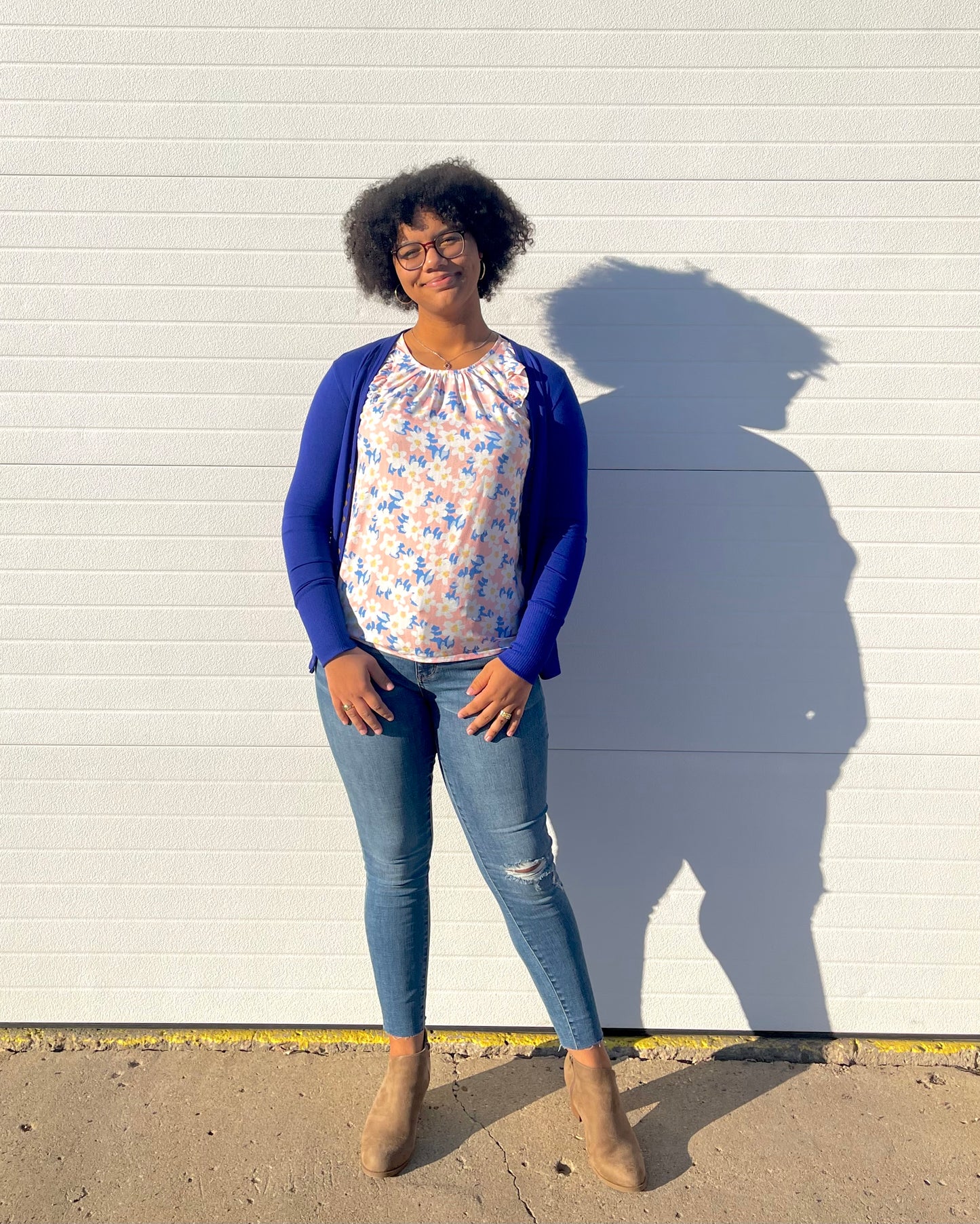 STACCATO- Blush Ruffled Floral Print Top