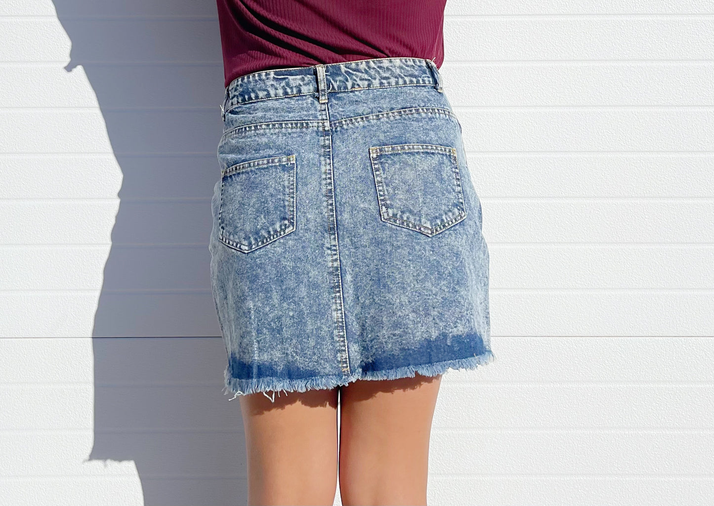 HYFVE- Distressed Denim Mini Skirt