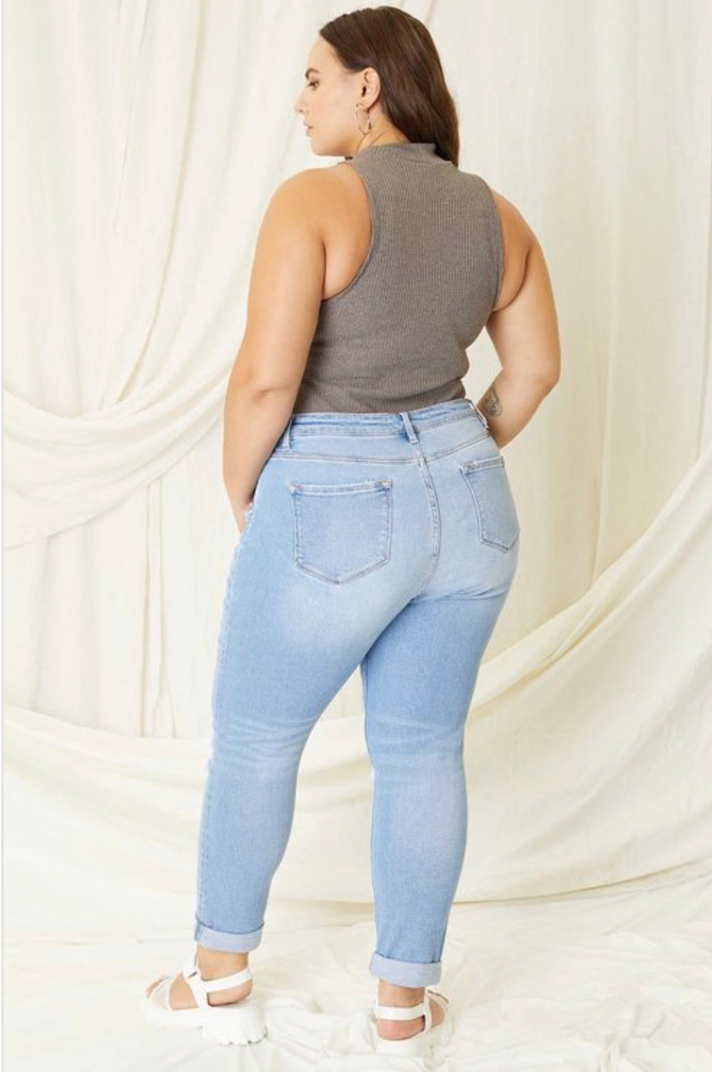 KANCAN- Plus Size High Rise Cuffed Mom Jean