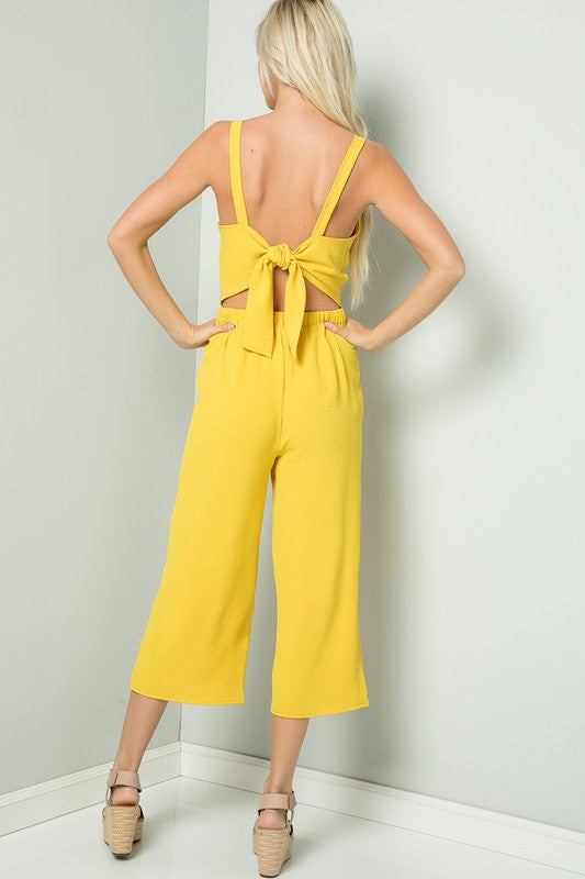 Sweet Lovely- Tie Back Jumpsuit Wide Legs