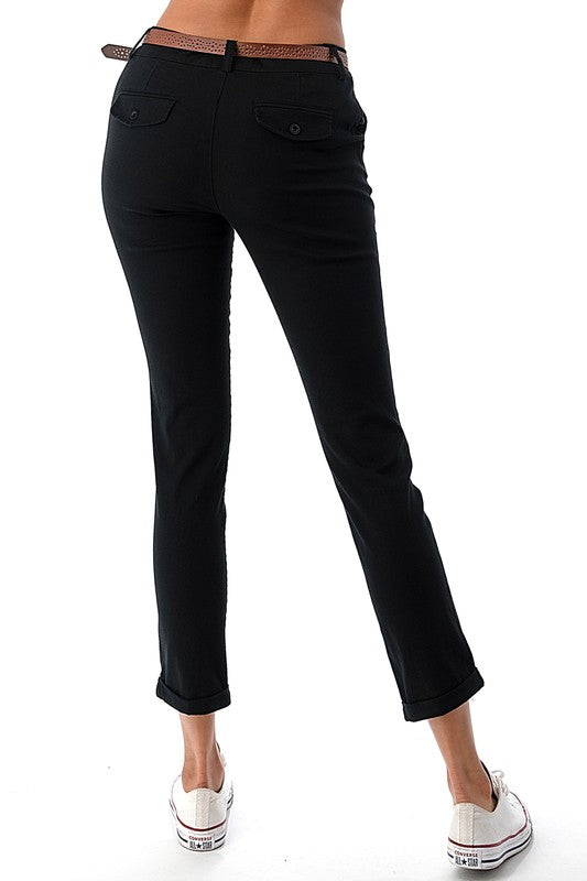 Thinkable- Ankle Cut Dress Pants w/ Belt