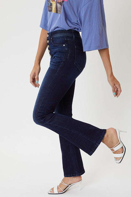 KANCAN- Petite High Rise Button Fly Flare