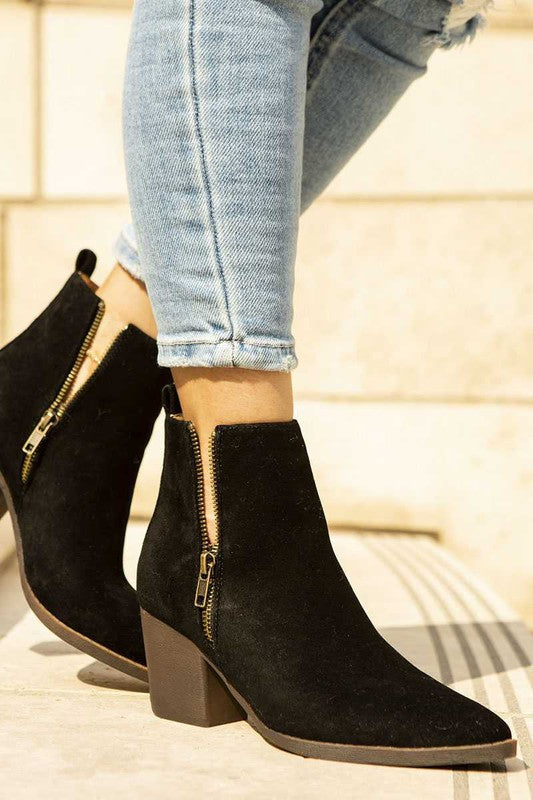 ABATA SHOES- Chic Zipper Heel Booties
