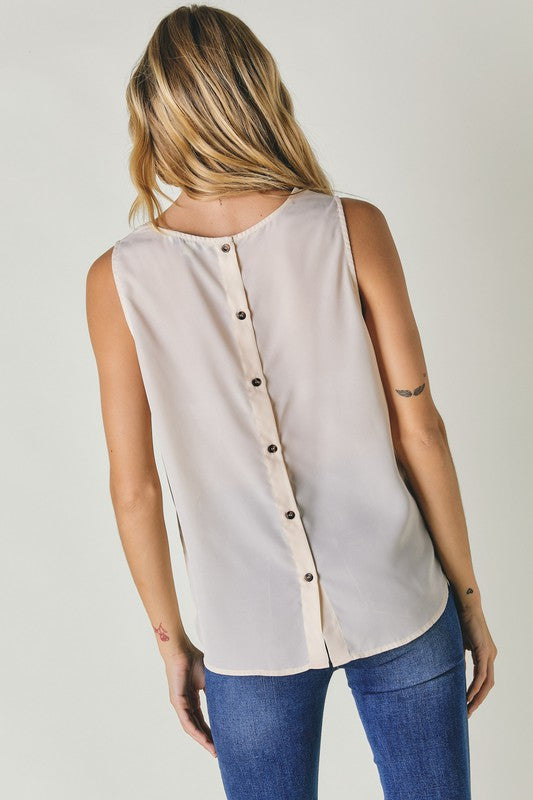 DAVI&DANI- Embroidered Button Down Back Top