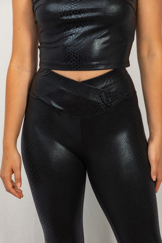 WHITE BIRCH- High Waisted Snake Print Leggings