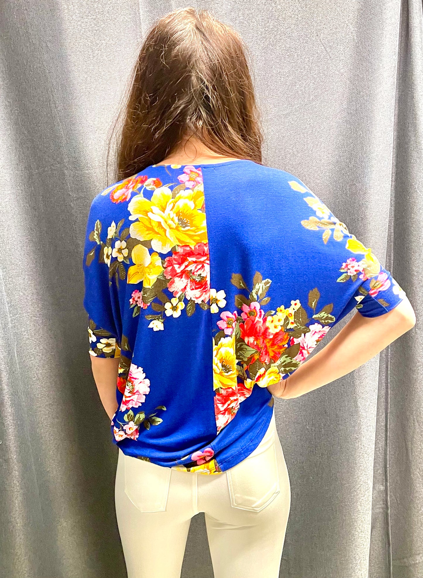 STACCATO- Boat Neck Dolman Sleeve Floral Top