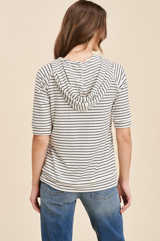 STACCATO- Shoe Lace Drawstring Hoodie Top