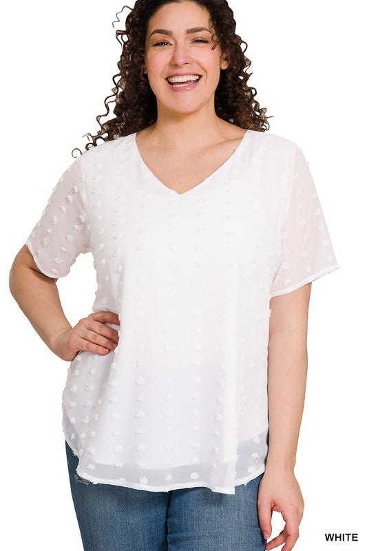 ZENANA- Swiss Dot SS Top