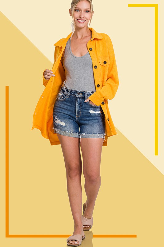 ZENANA- Distressed Cuffed Denim Shorts