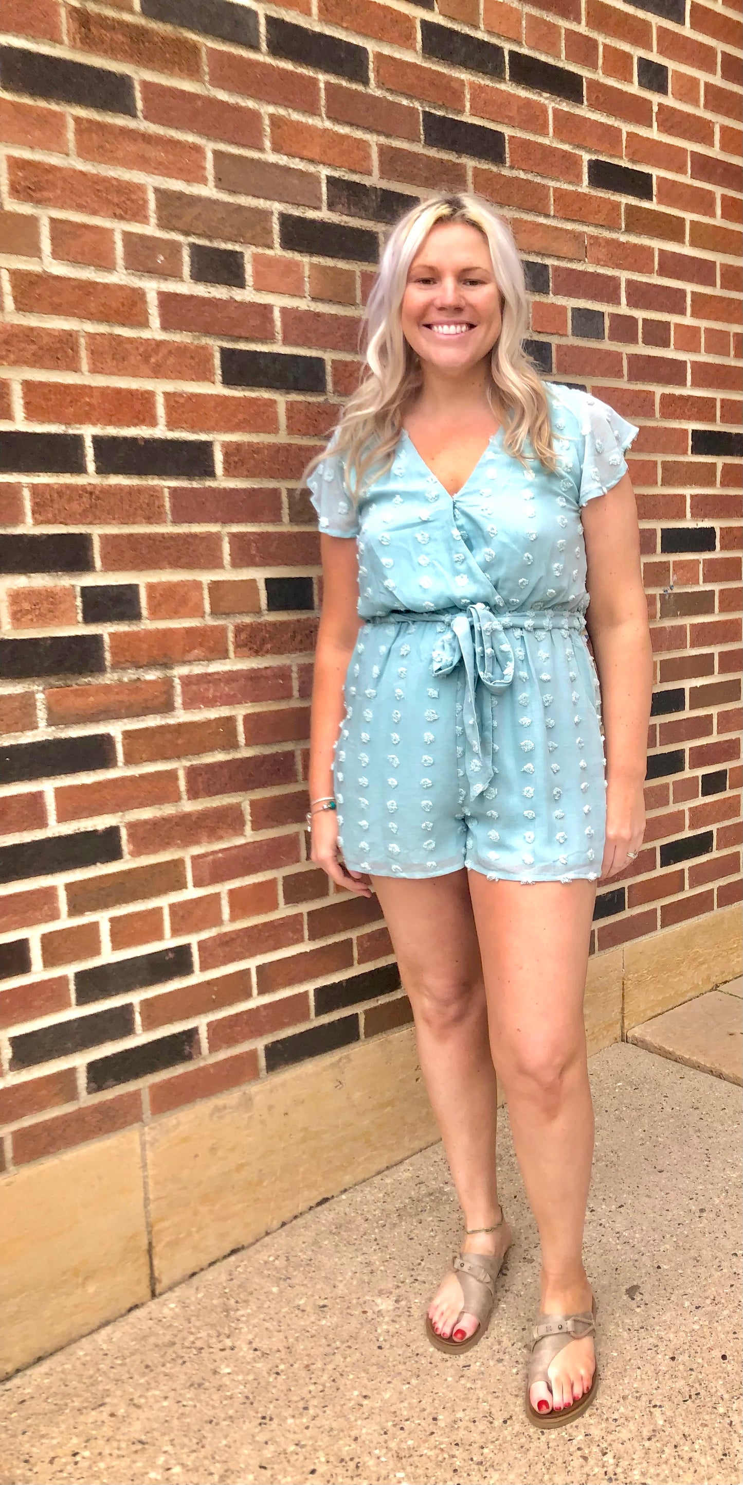 MAIN STRIP- V Neck Ruffle Sleeve Romper