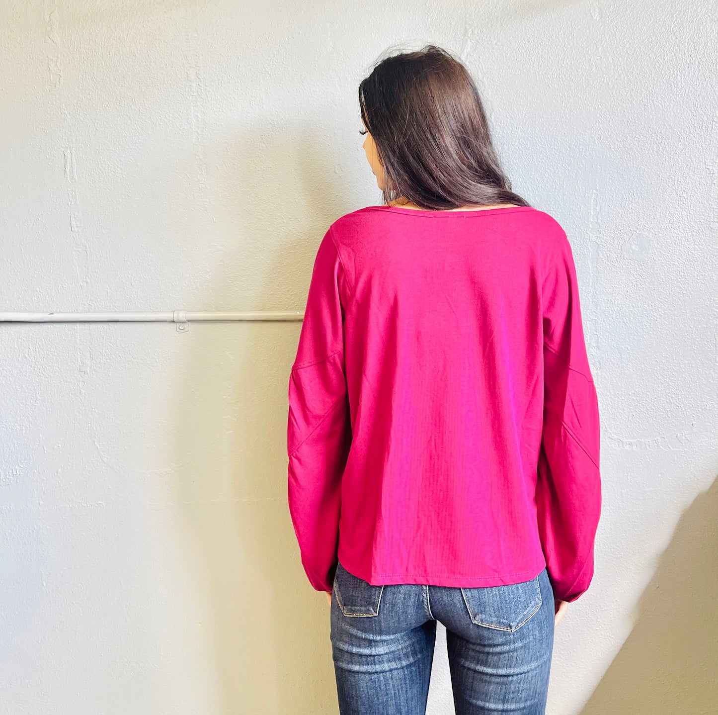 SEE & BE SEEN- Bubble Sleeve Knit Top