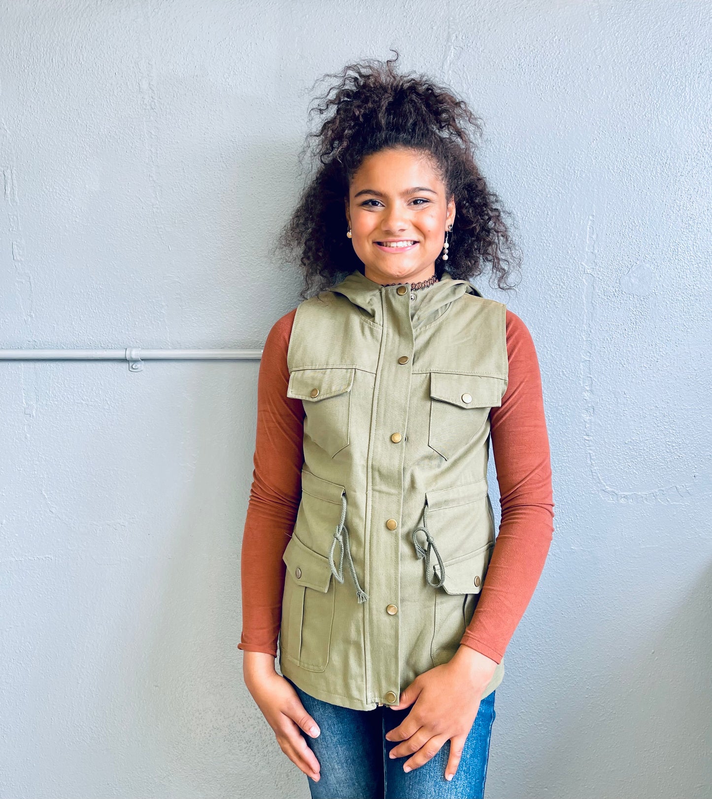 MISS SPARKLING- Hooded Military Cargo Vest