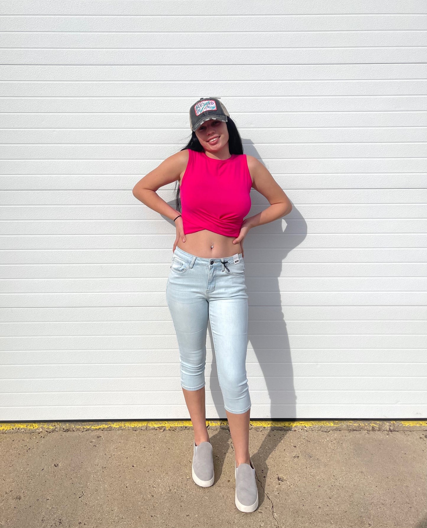 ZENANA- Twist Front Crop Top