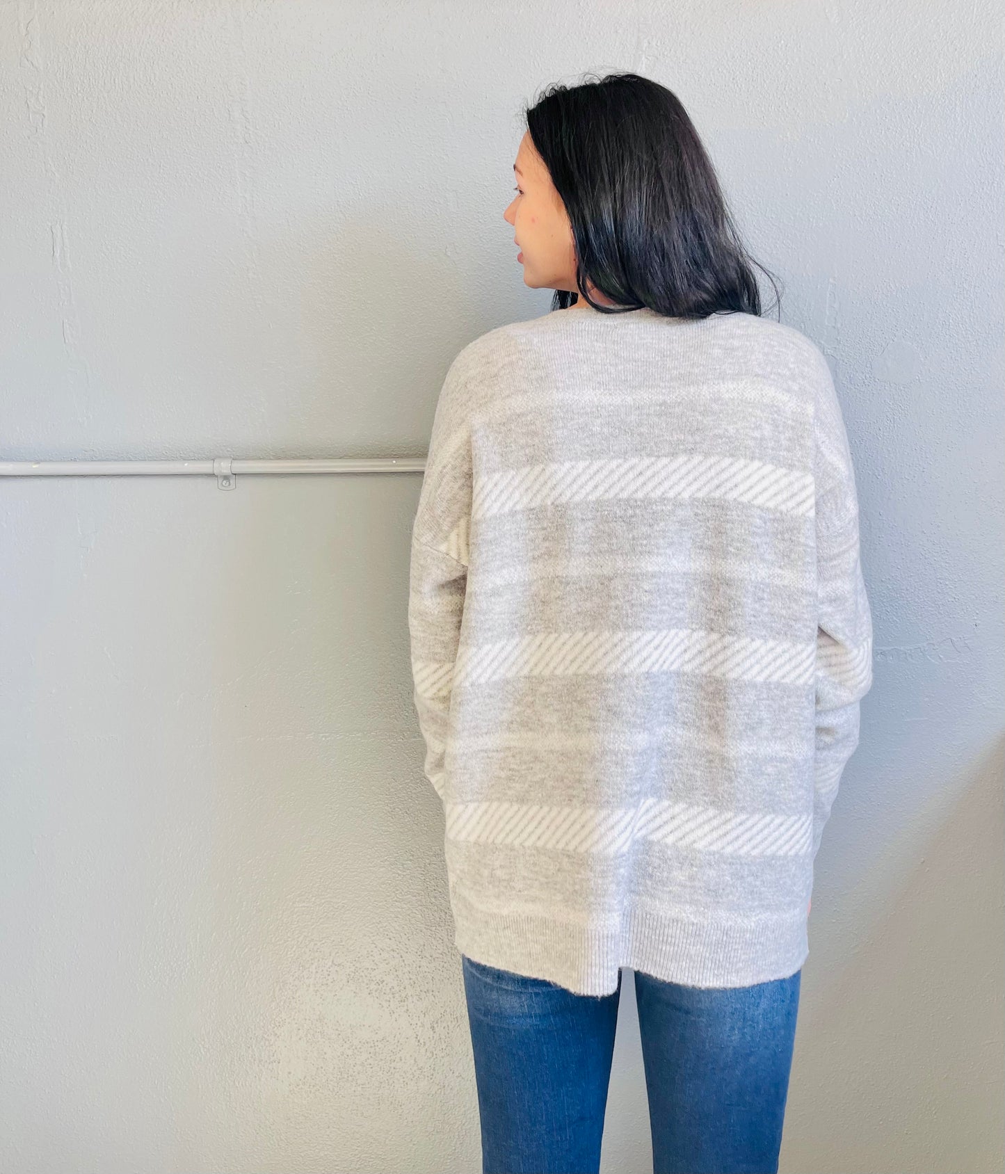 STACCATO- Crew Neck Striped Pullover Sweater