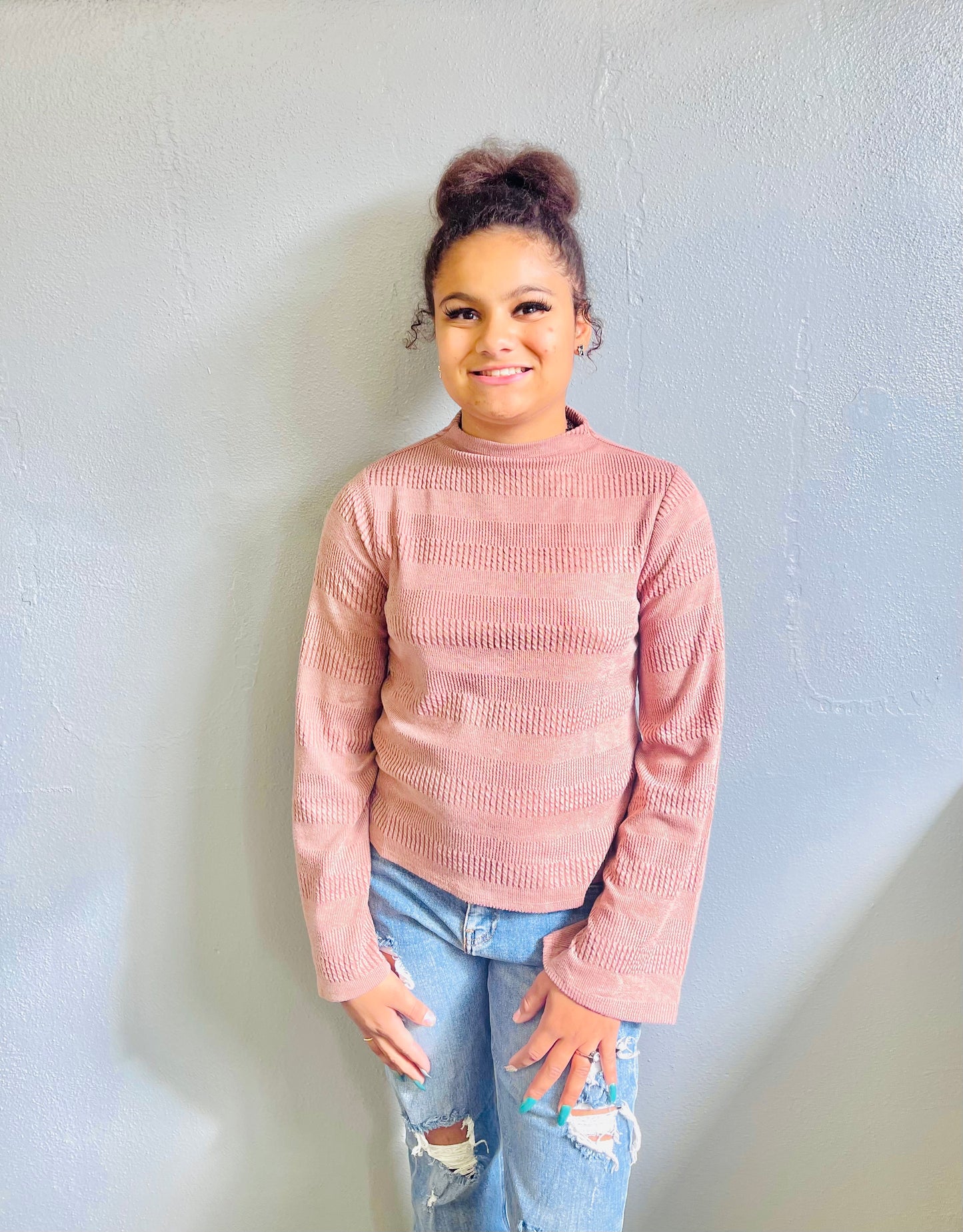 HEM AND THREAD- Mauve Open Back Sweater