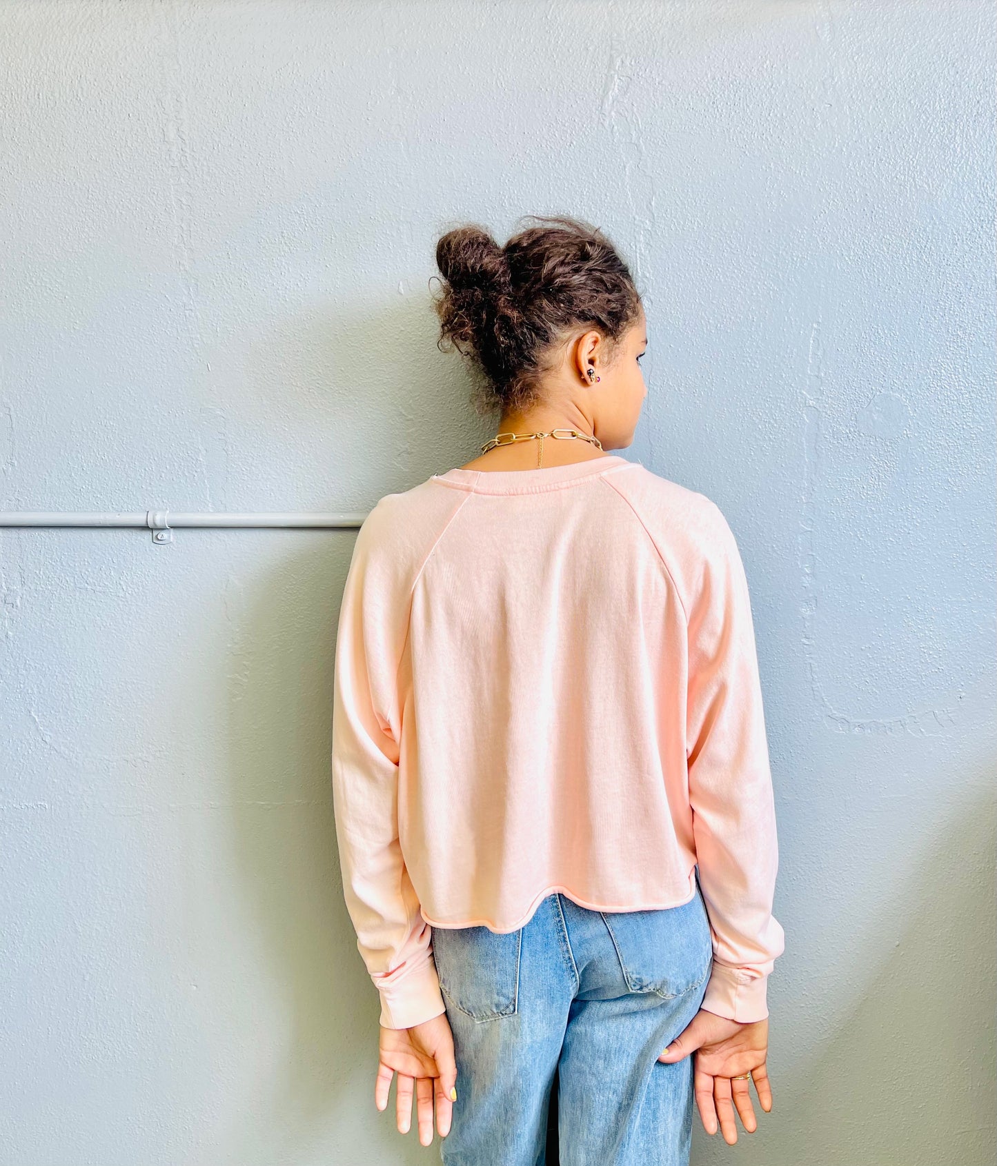 DOUBLE ZERO- Raglan LS Crop Sweatshirt