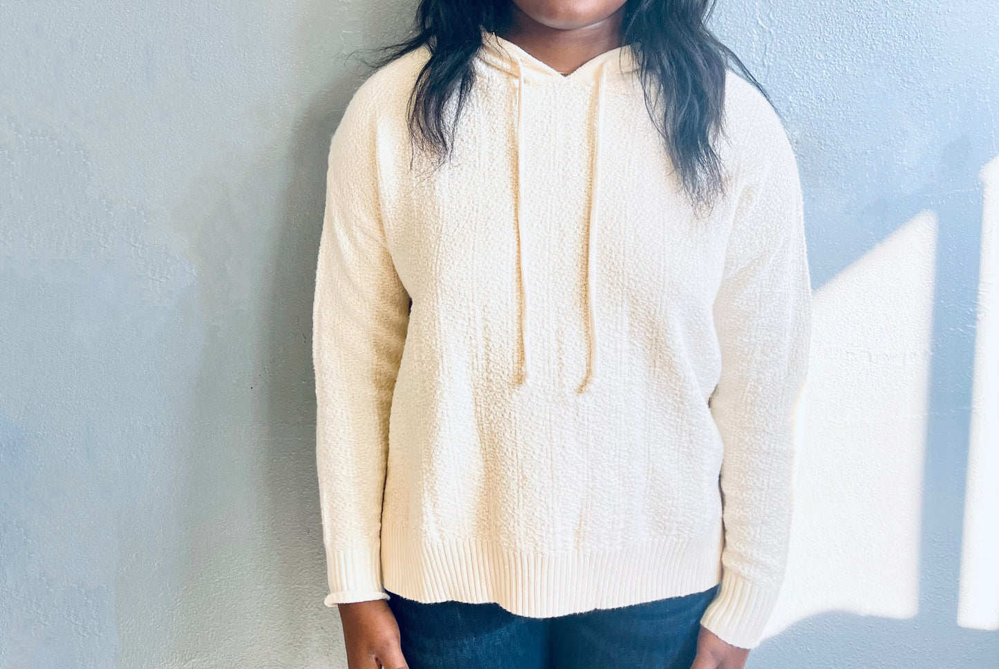 PAPER CRANE- Drawstring Hoodie Long Sleeve Top
