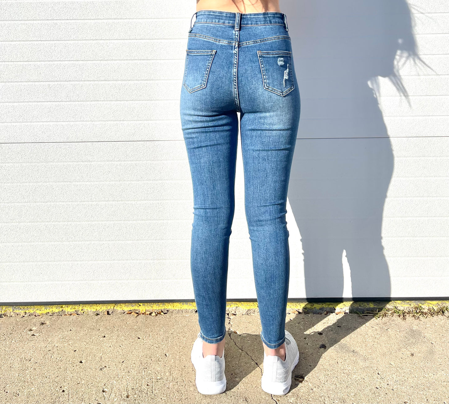WHITE BIRCH- High Rise Distressed Skinny Jeans