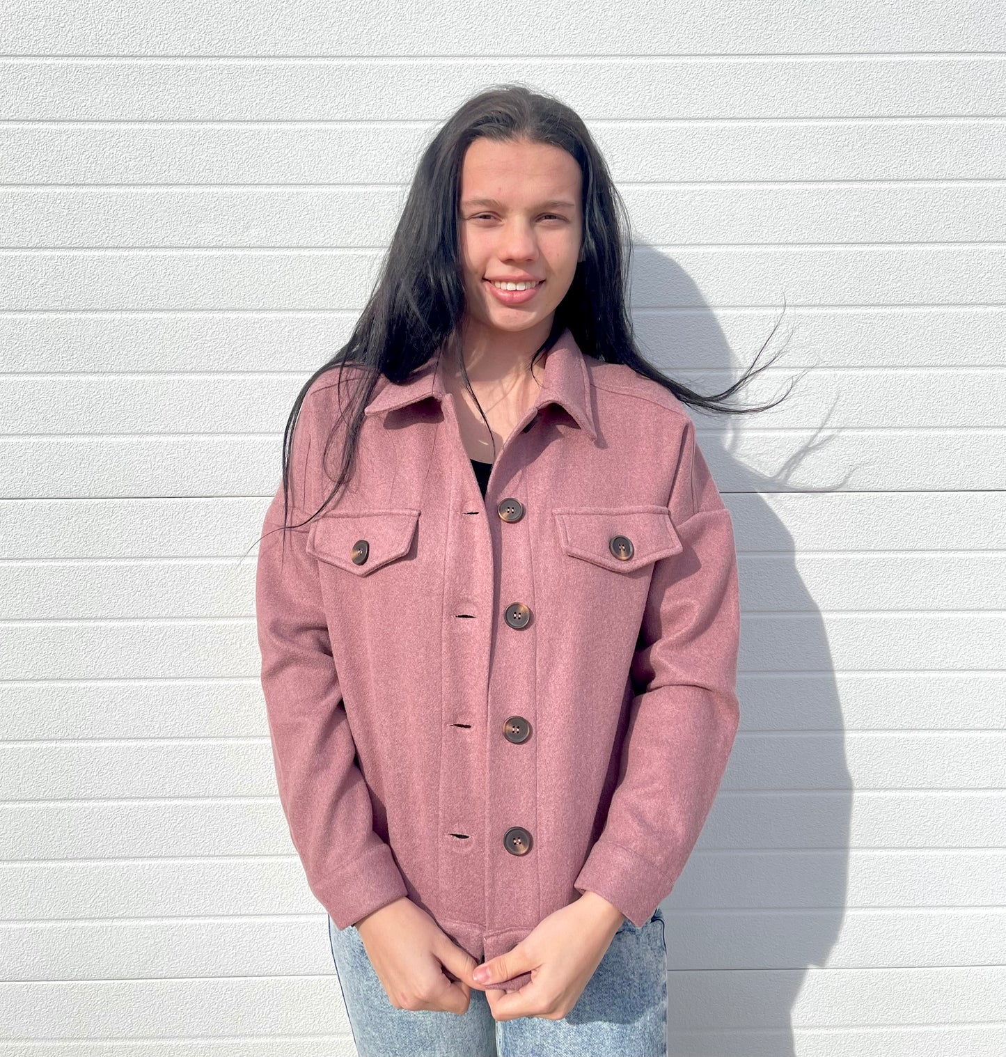 STACCATO- Long Sleeve Solid Shacket
