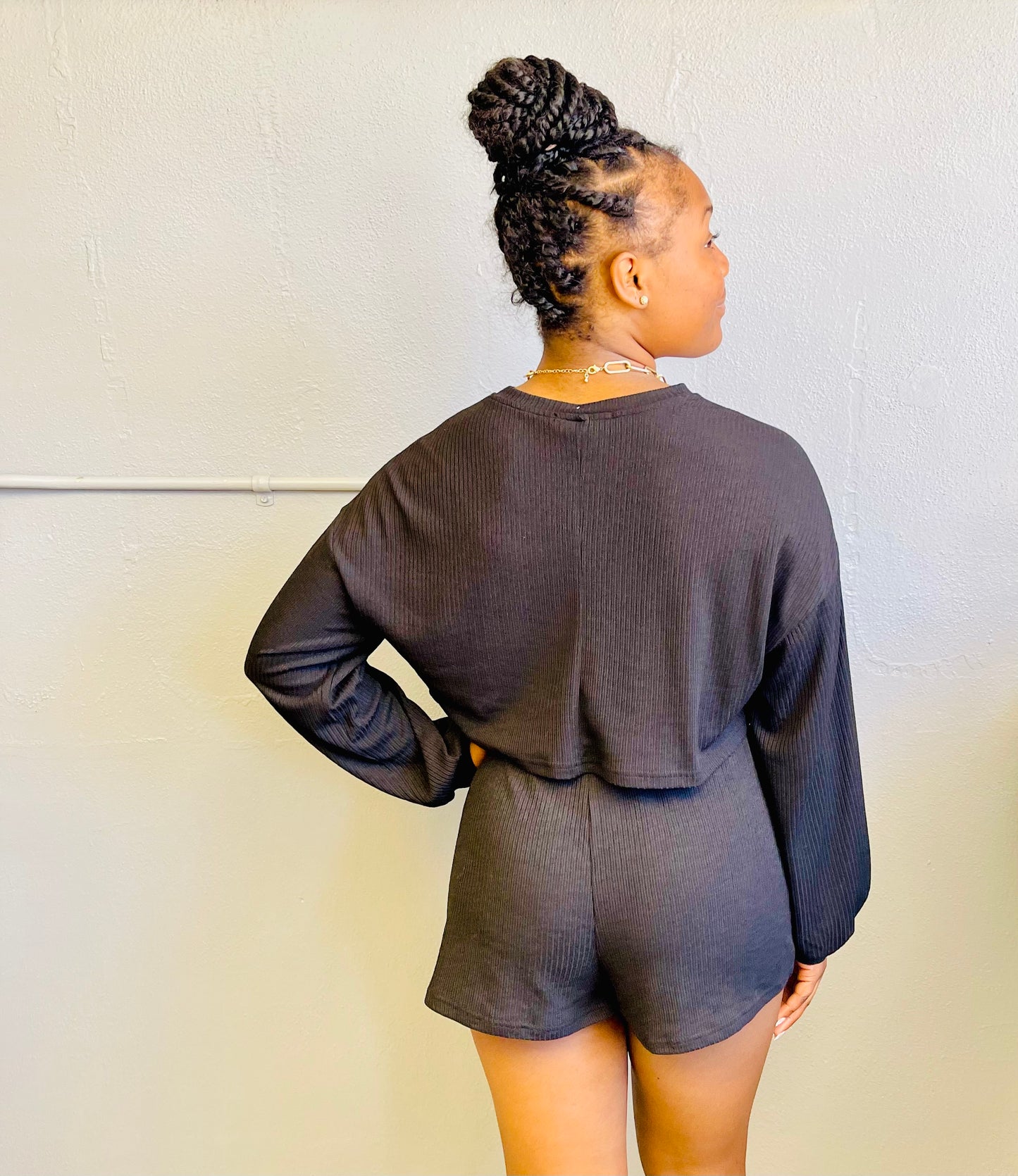 HYFVE- Cropped Pullover & Shorts Set