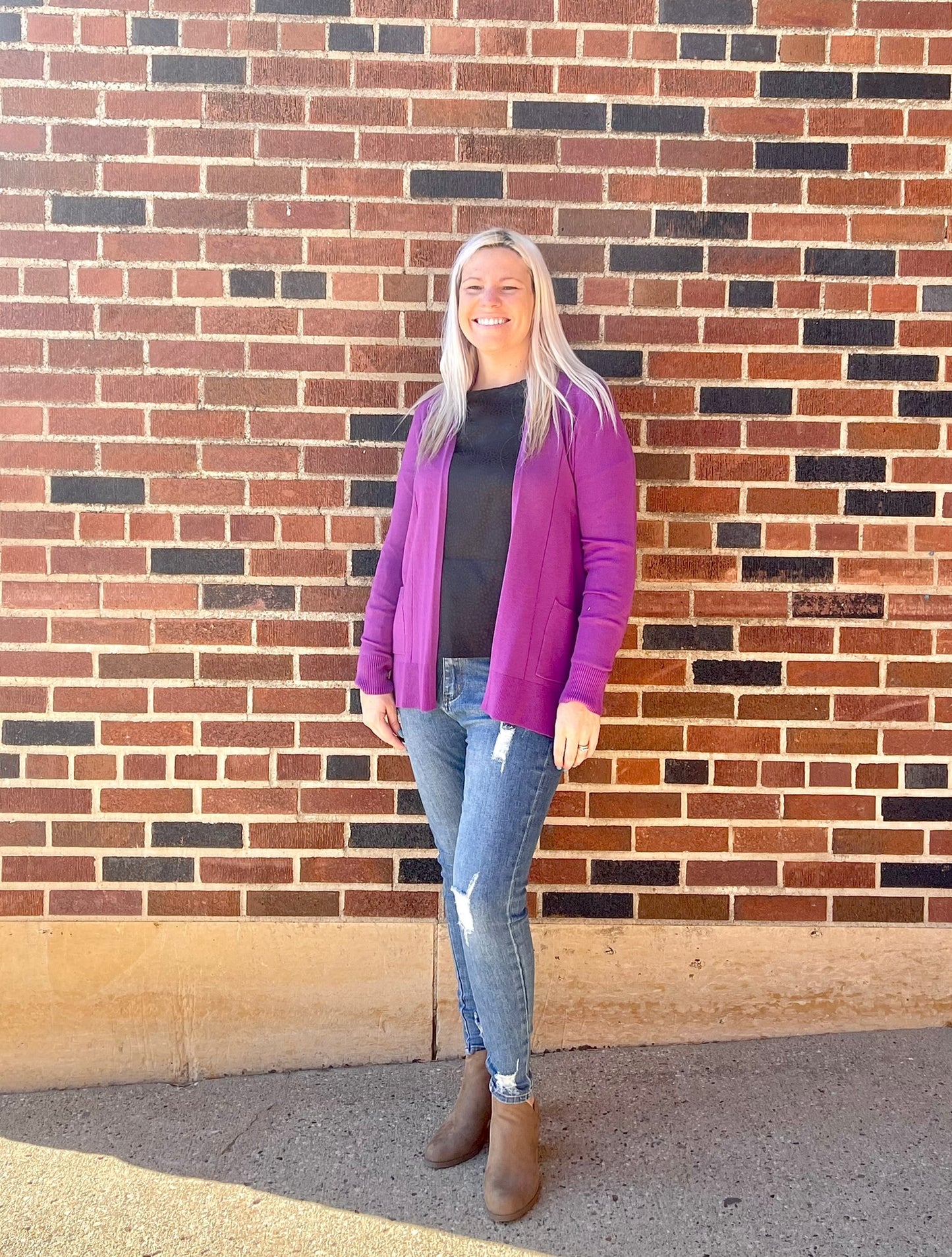 Staccato- Open Front, Long Sleeve, Side Pockets, Basic Cardigan