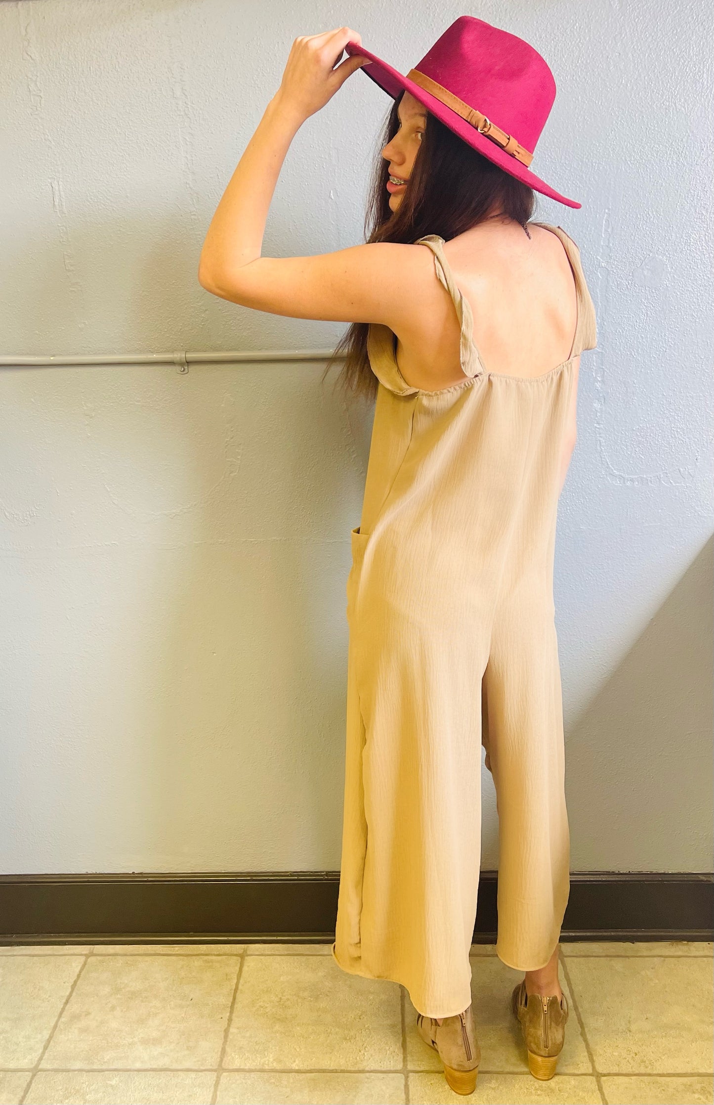 CES FEMME- Ruffled Jumpsuit w/ Pockets