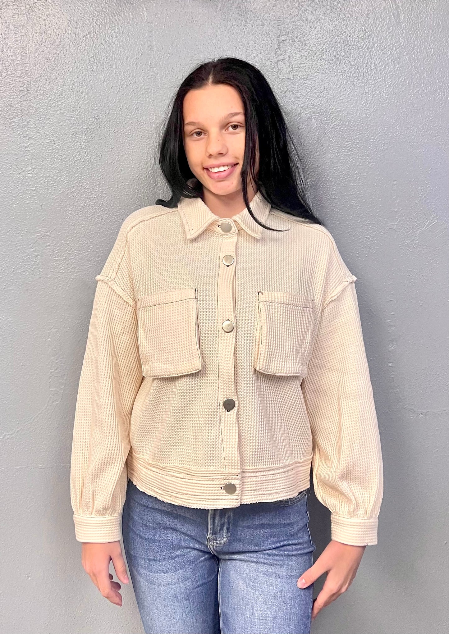 TIMING- Waffle Knit Jacket