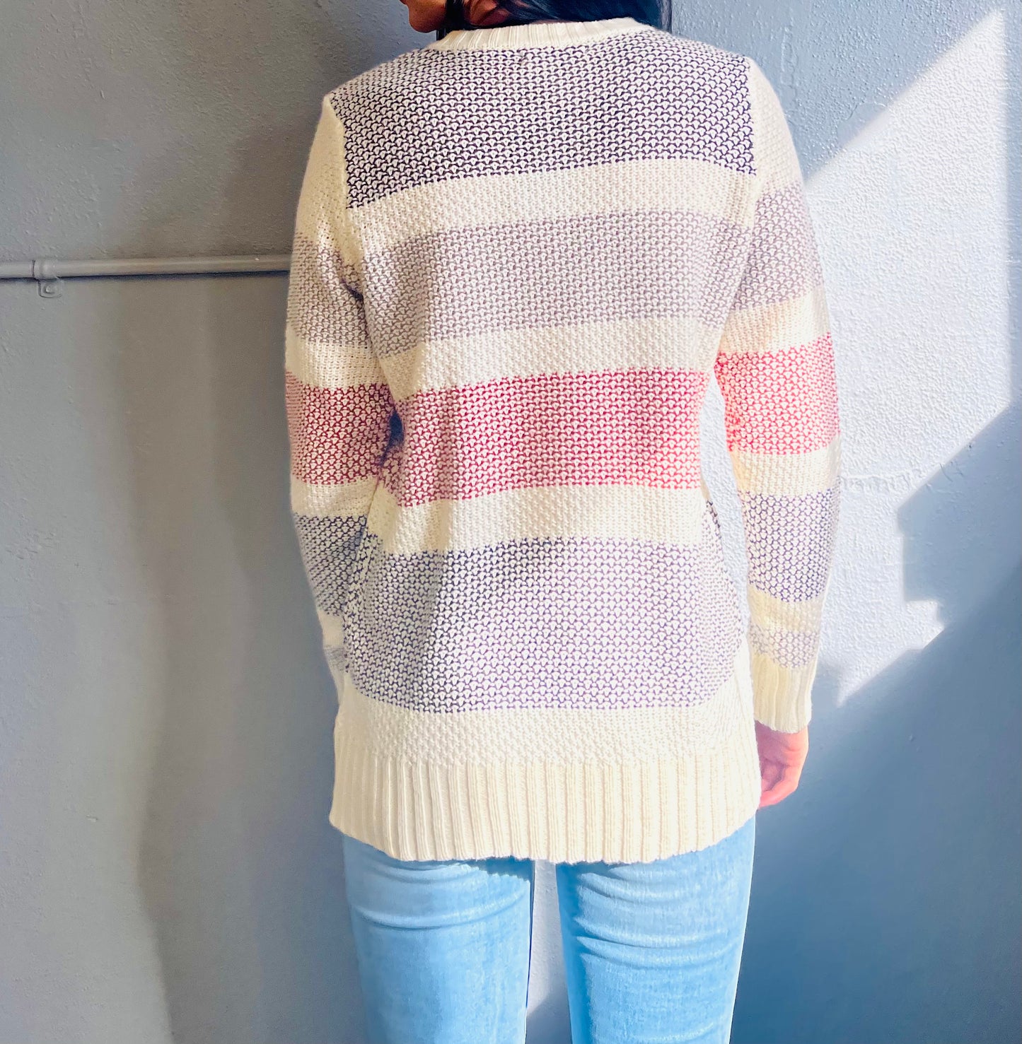 STACCATO- Crew Neck LS Textured Color Block Pullover