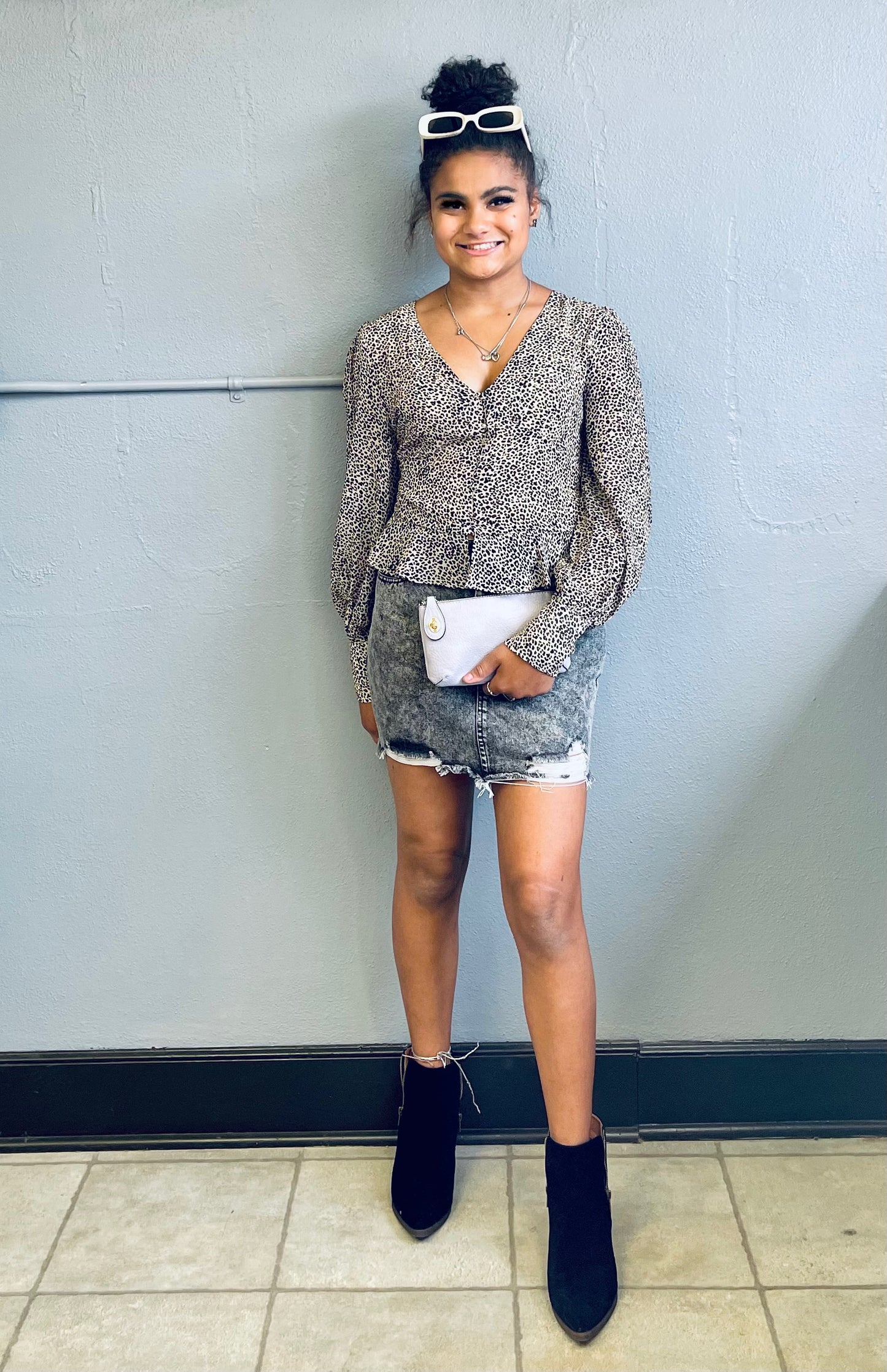HYFVE- Distressed Denim Mini Skirt