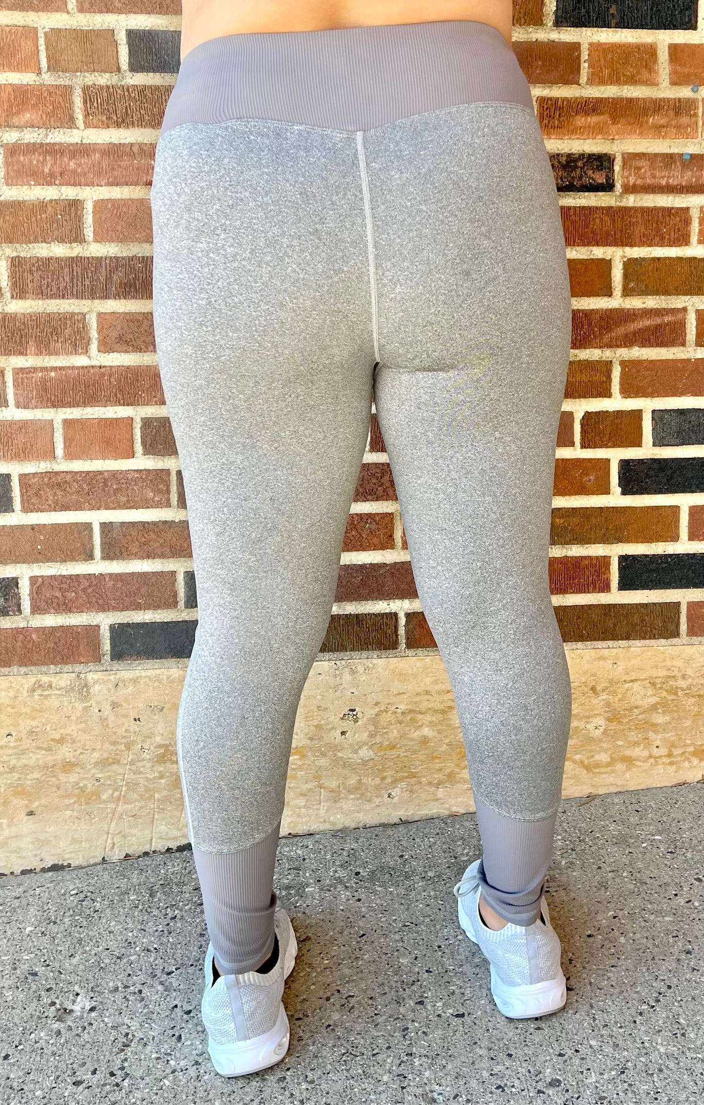 WHITE BIRCH- High Waisted Solid Knit Contrast Inset Leggings