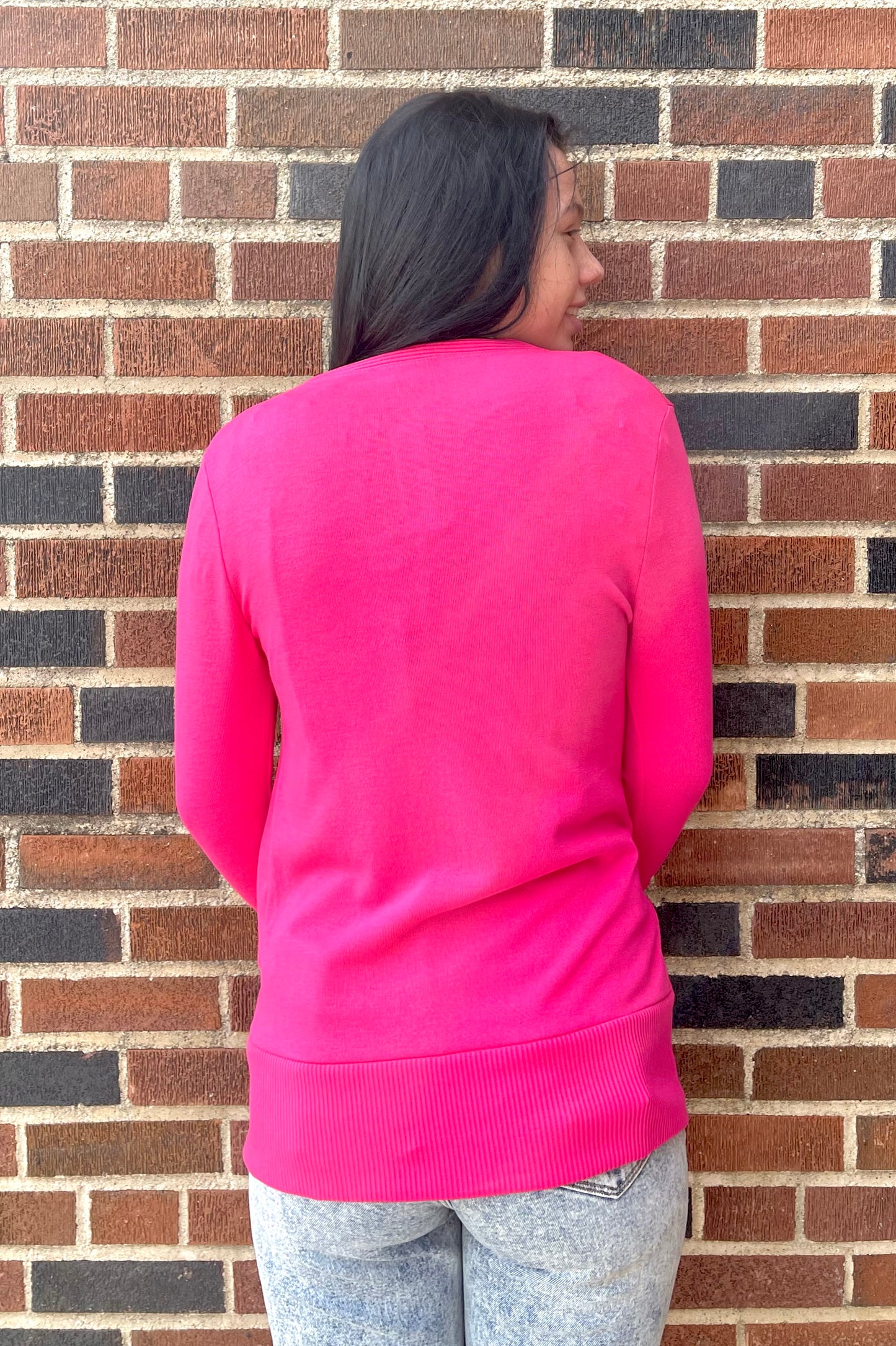 ZENANA- 3/4 Sleeve Ribbed Button Cardigan