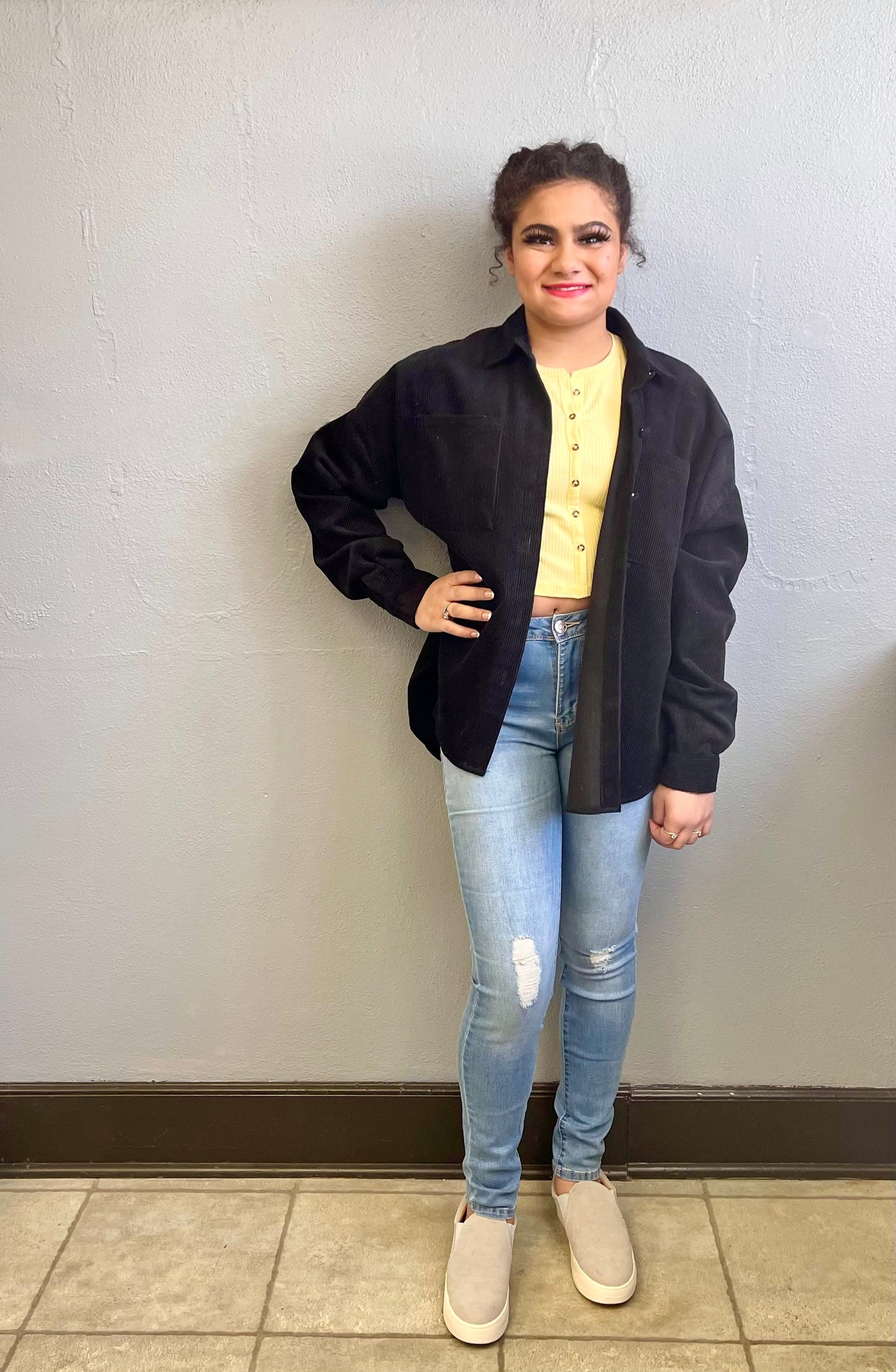 DOUBLE ZERO- Button Front Crop Tank