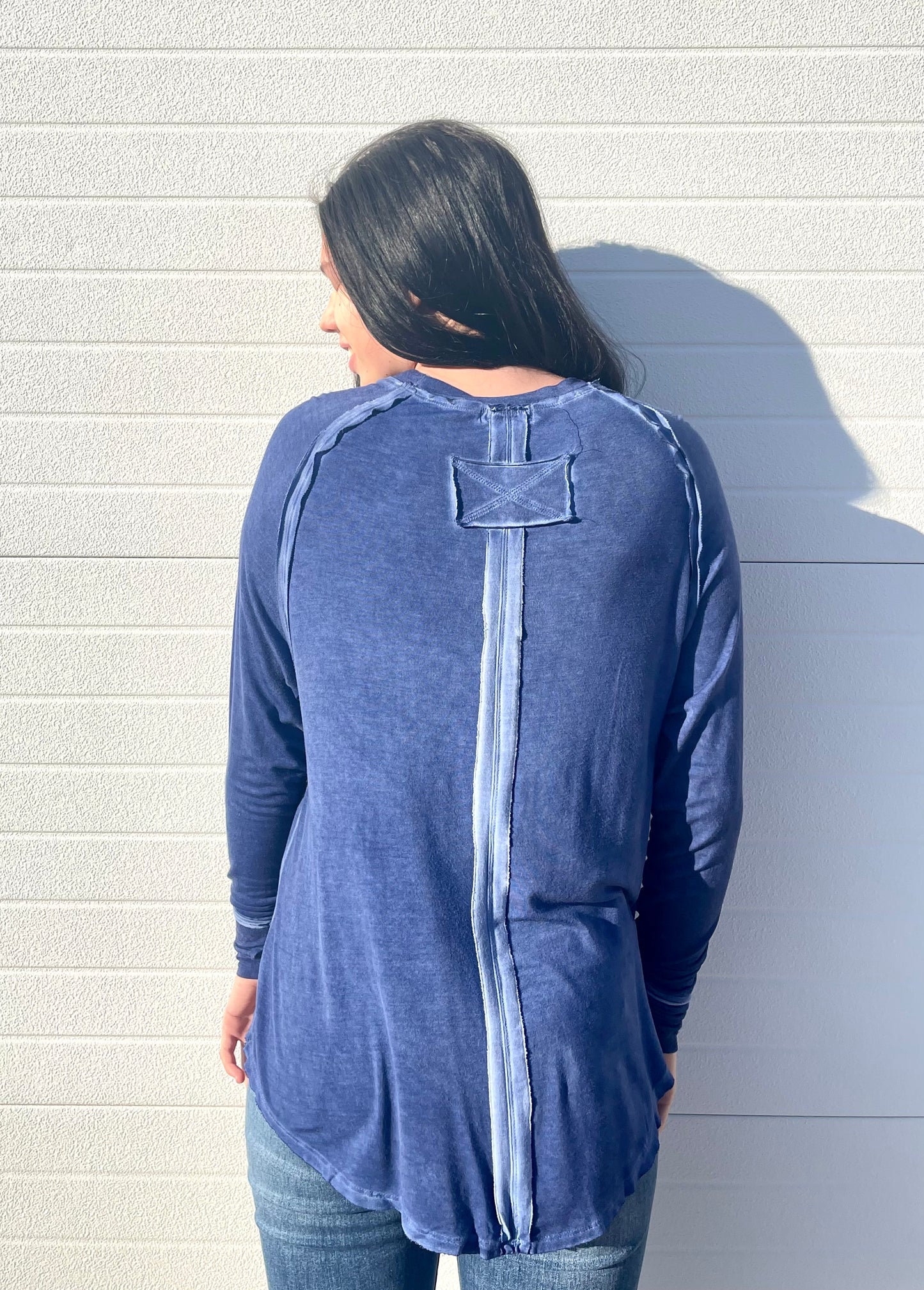 ZENANA- Washed LS Top w/ Thumbholes