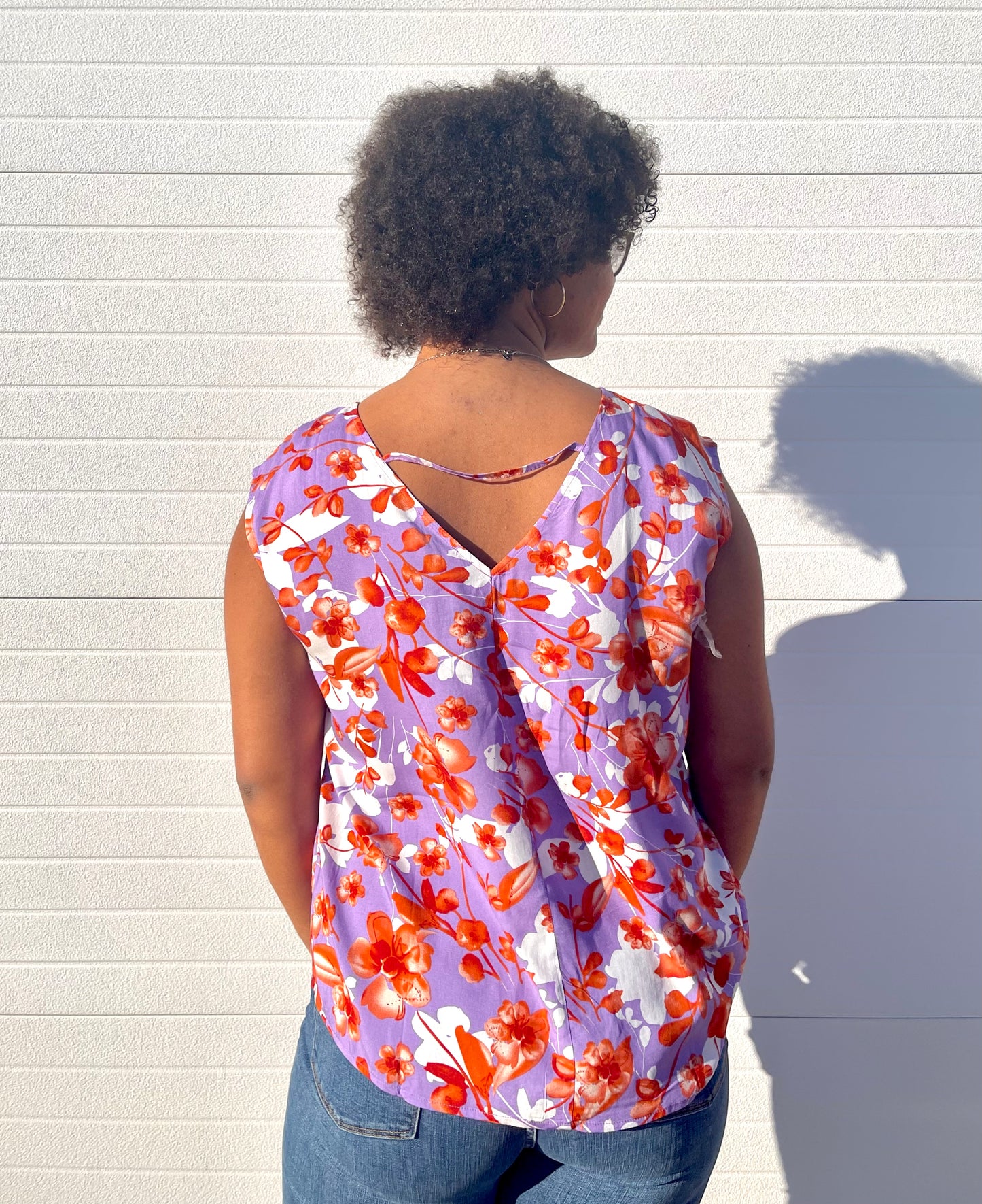 STACCATO- Lavender V-Strap Capped Sleeve Top