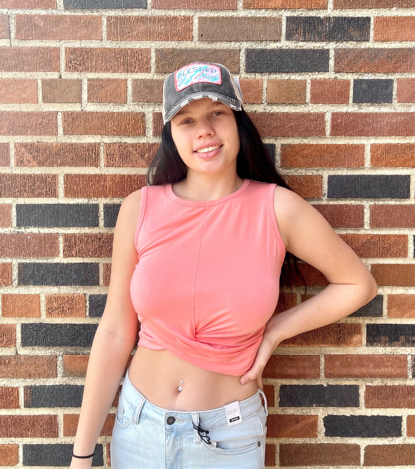 ZENANA- Twist Front Crop Top