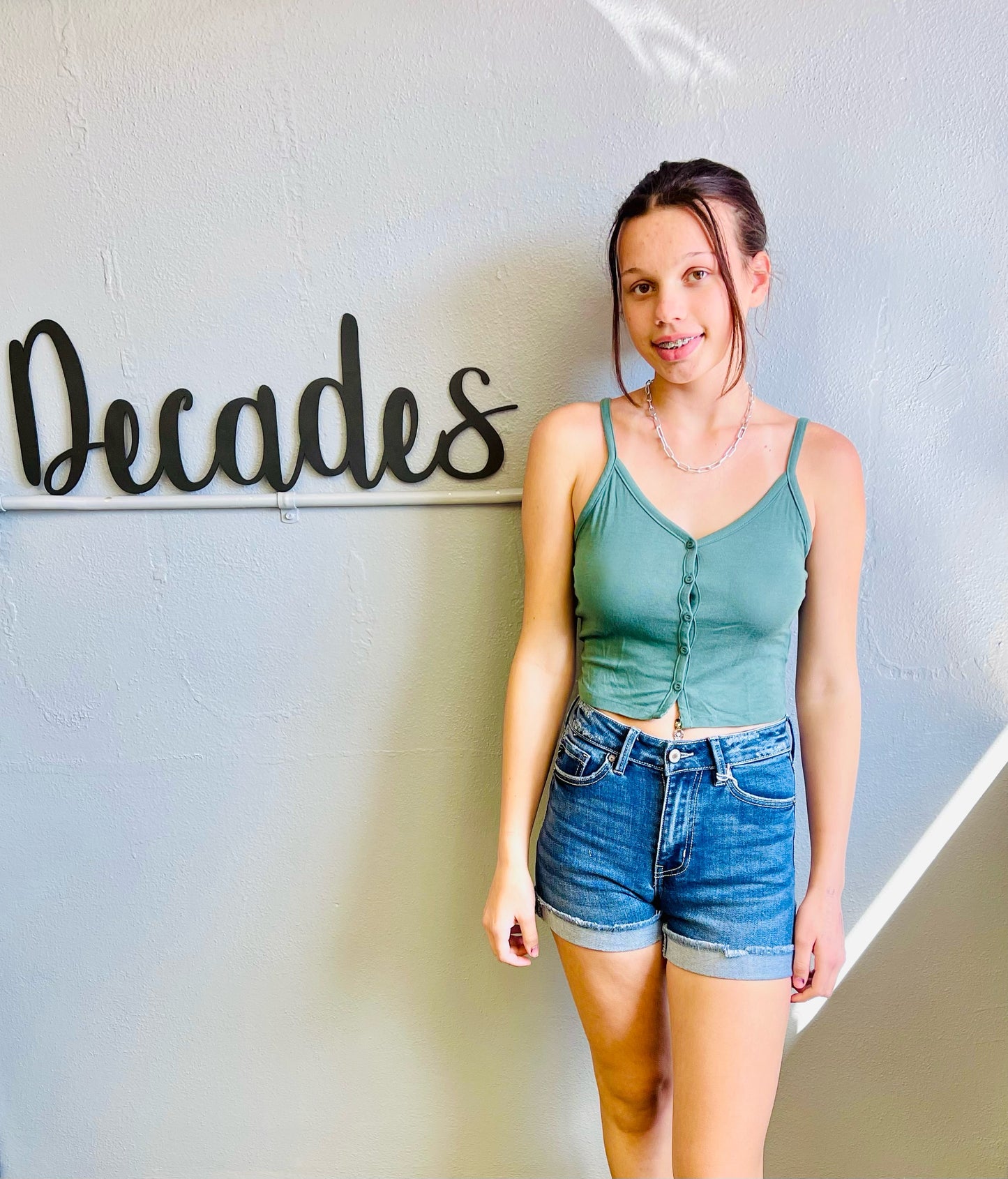 DOUBLE ZERO- Button Down Crop Cami Top