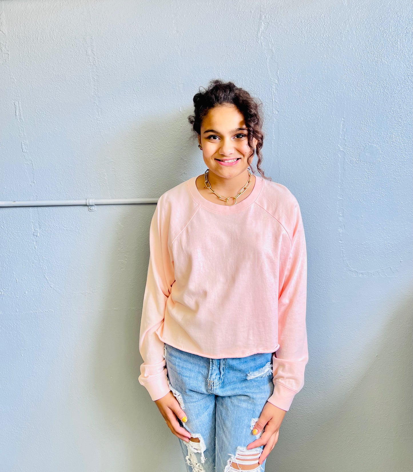 DOUBLE ZERO- Raglan LS Crop Sweatshirt