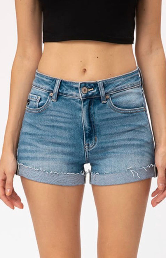 KANCAN- High Rise Jean Shorts w/ Cuffed Hem