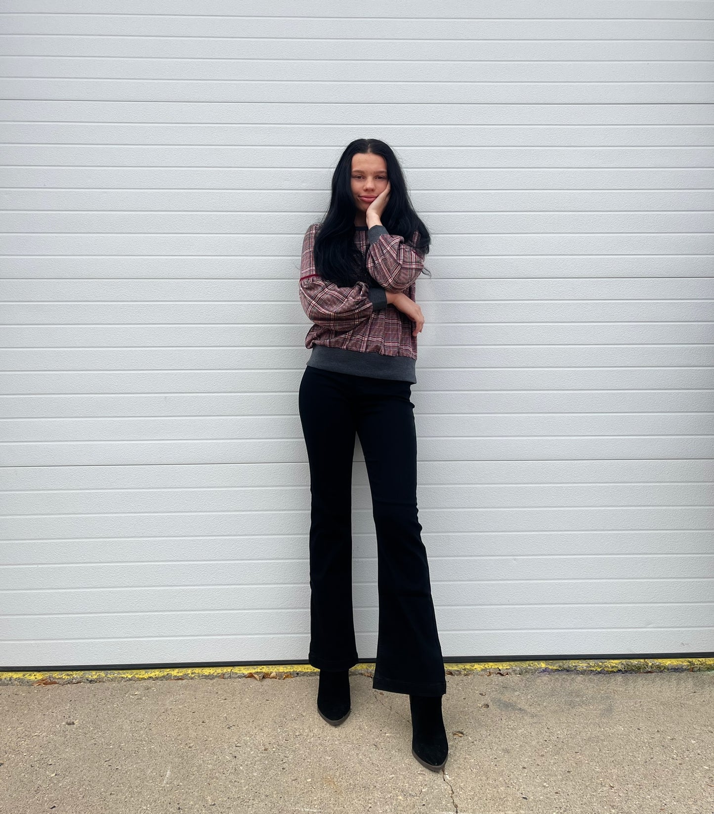 HEM AND THREAD- Plaid Sweatshirt