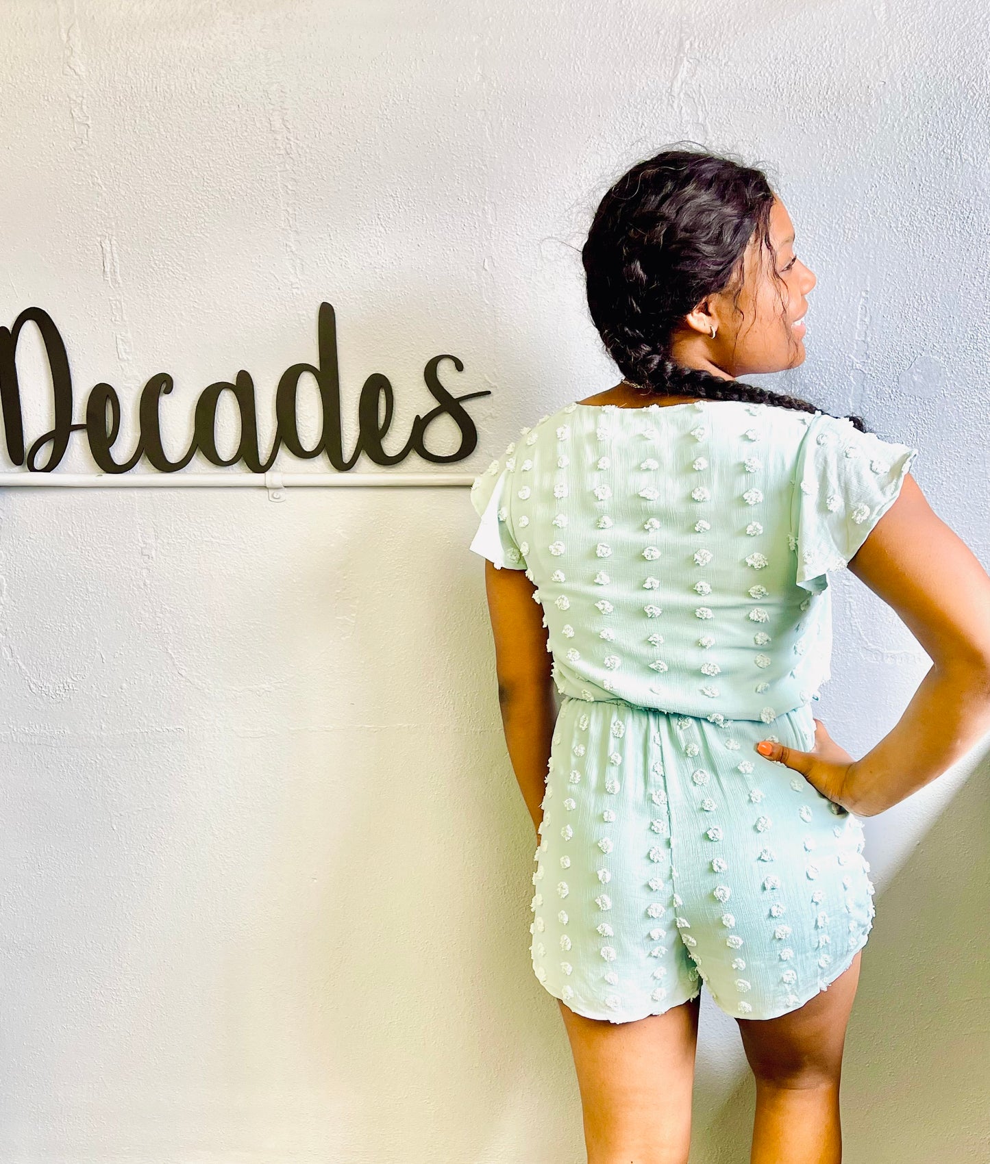 MAIN STRIP- V Neck Ruffle Sleeve Romper