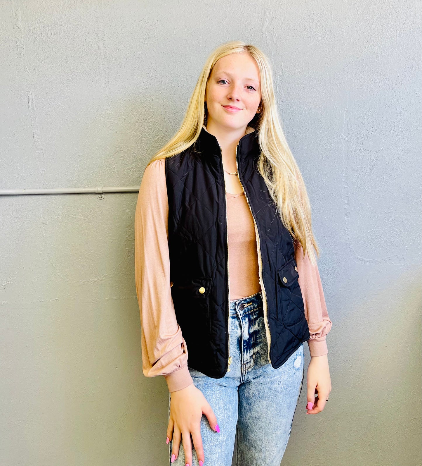 LOVE TREE- Diamond Reversible Puffer Vest