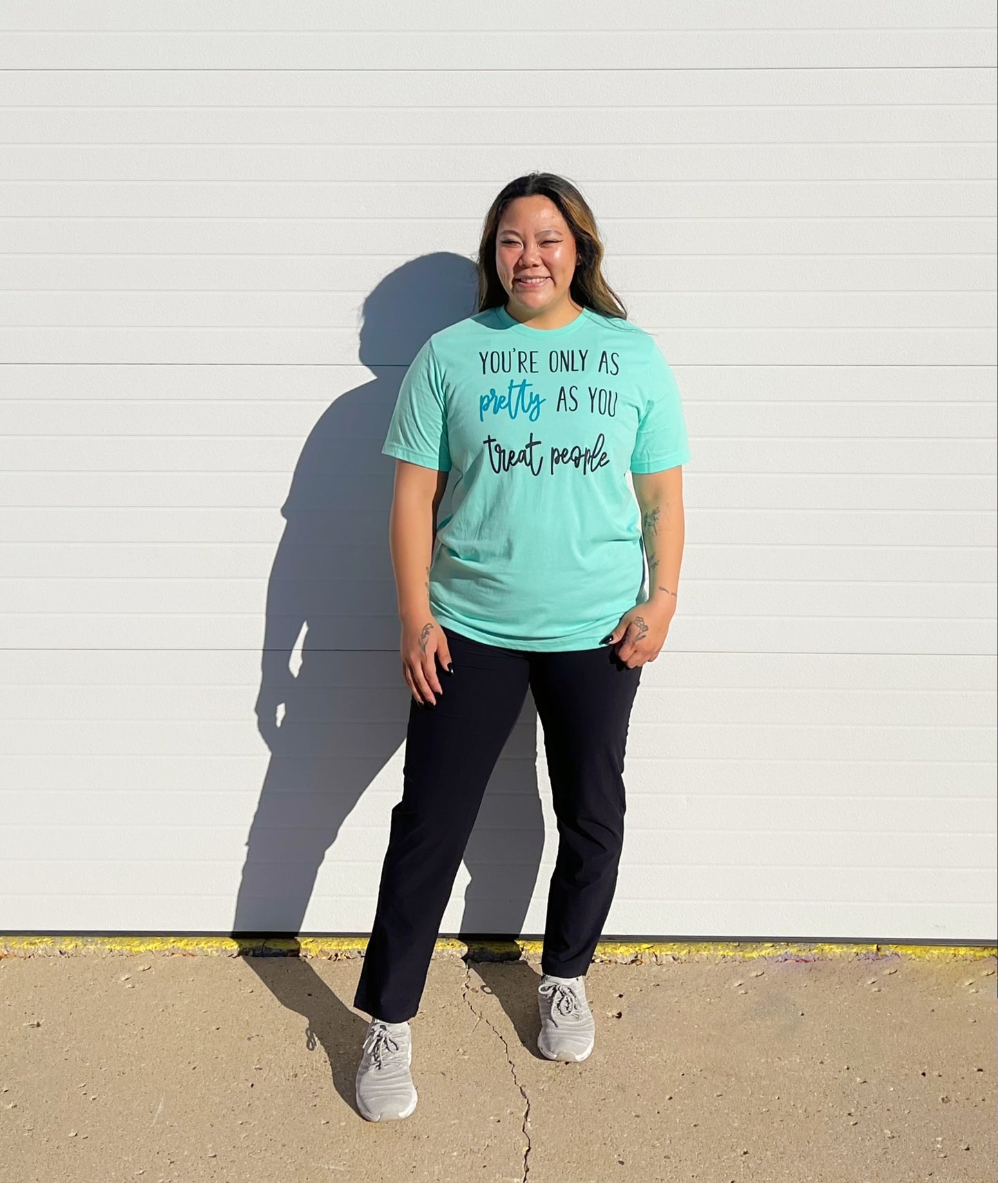 MINT ELEPHANT- "You're only as pretty as you treat people" Graphic Tee