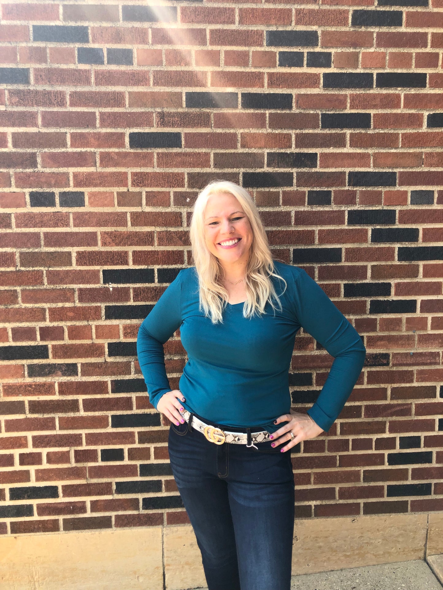 ZENANA- Cotton V-Neck Long Sleeve Top (Slim Fit)