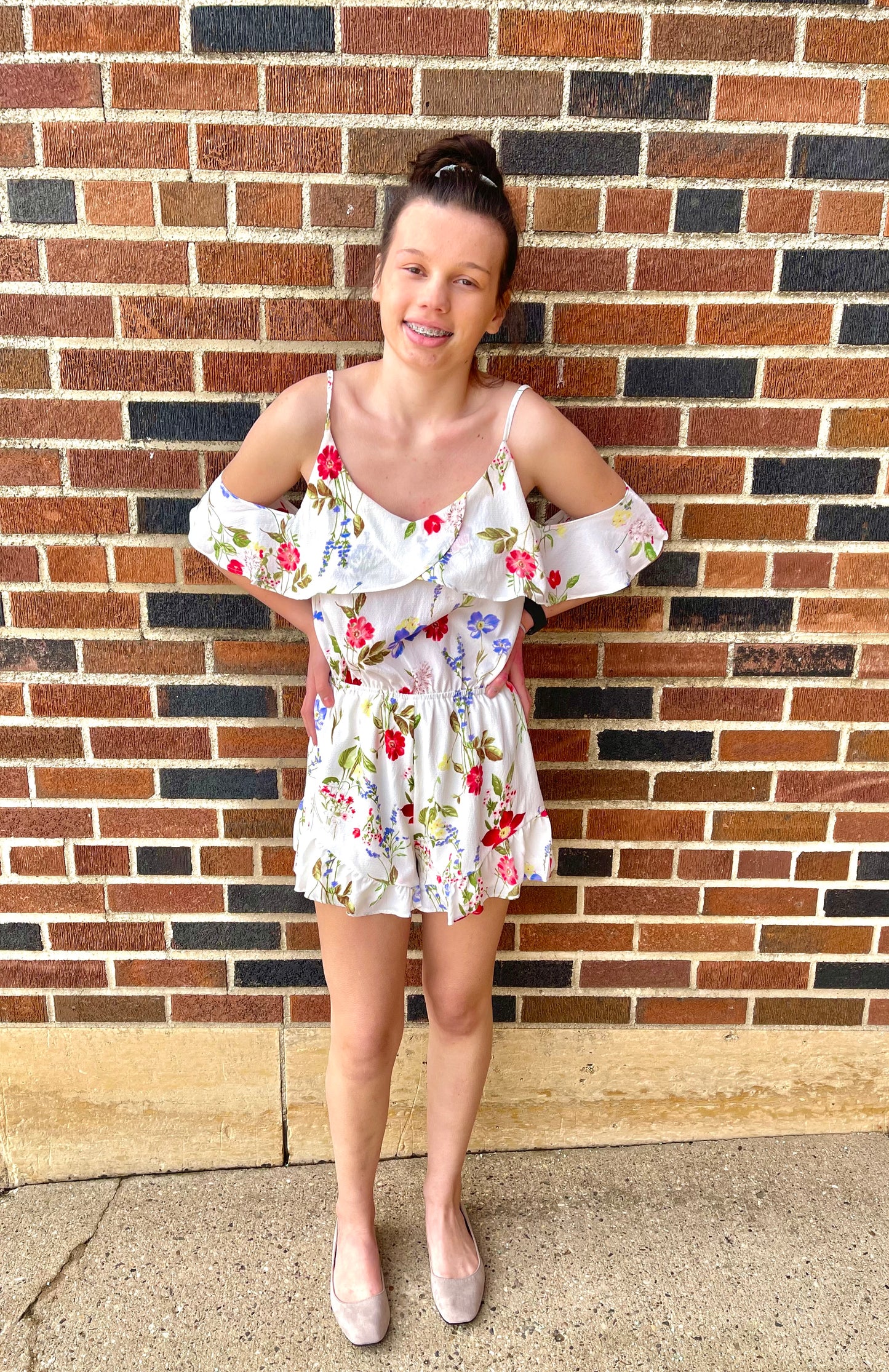DAVI&DANI- Floral Print Ruffled Romper