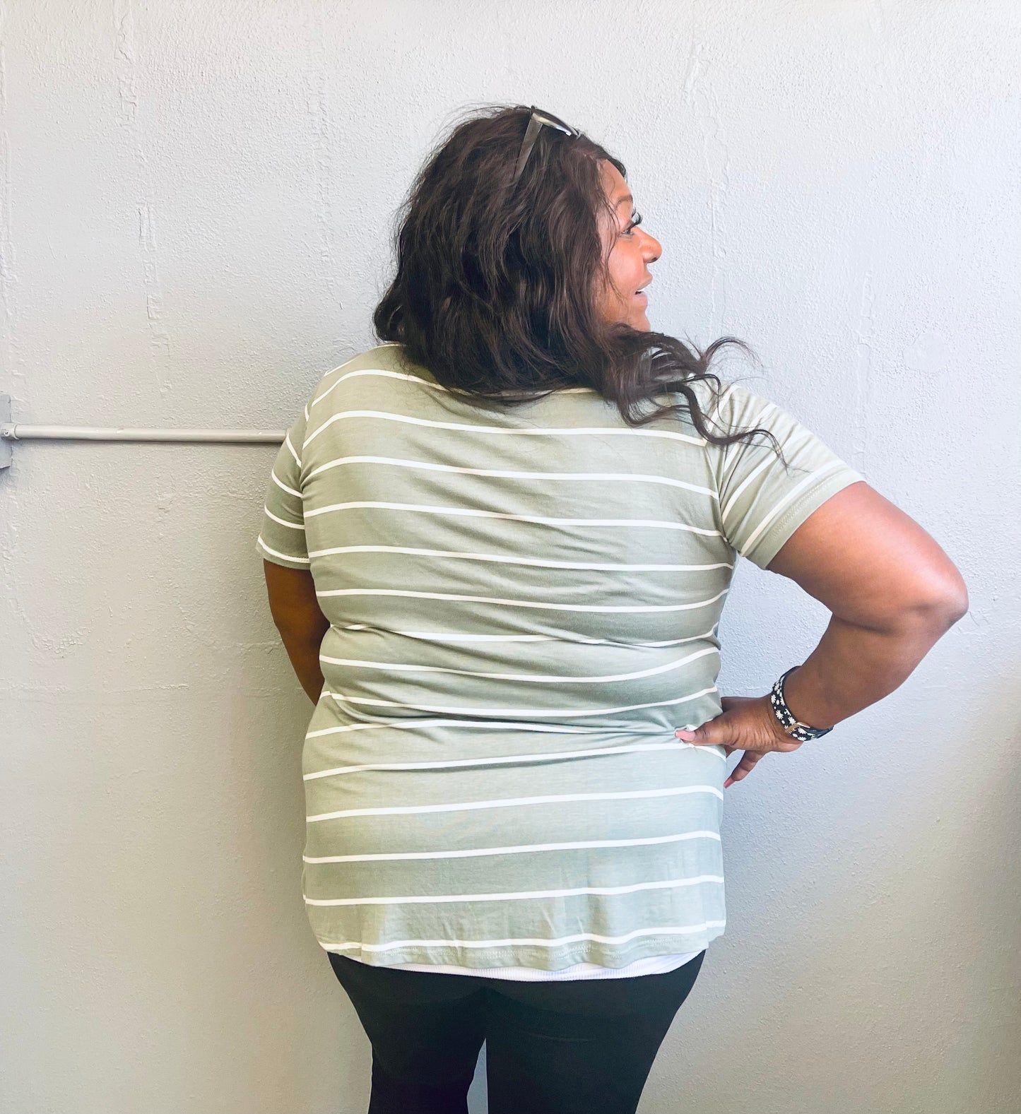 HEIMISH- PLUS Stripe Print Top