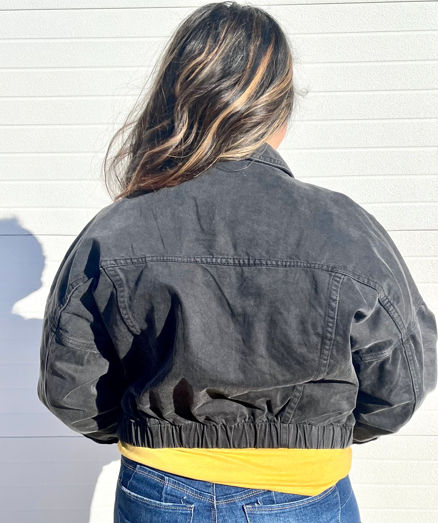 MONO B- CURVY Raw & Ribbed Crop Denim Jacket