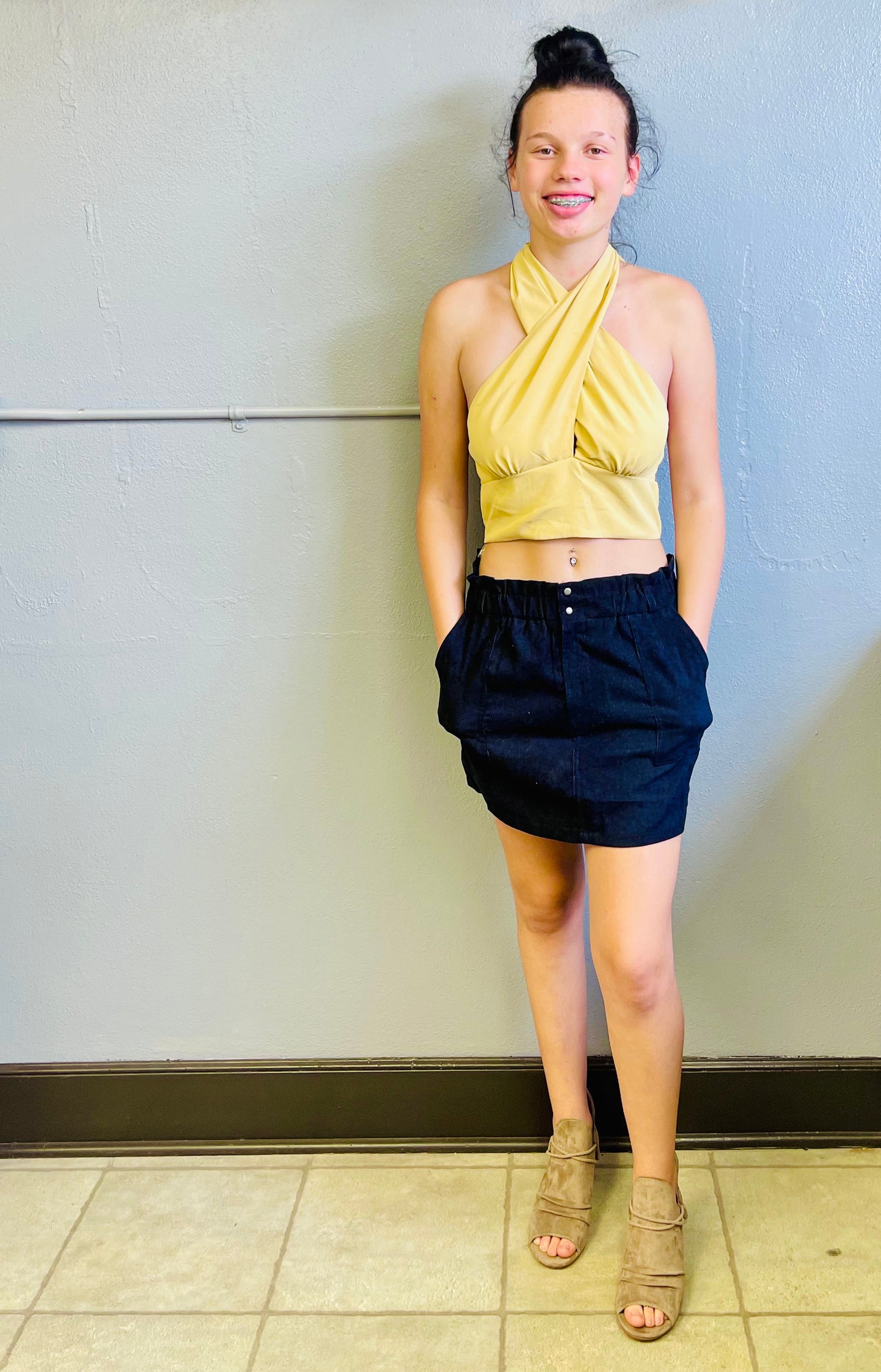 HYFVE- Yellow Halter Crop Top